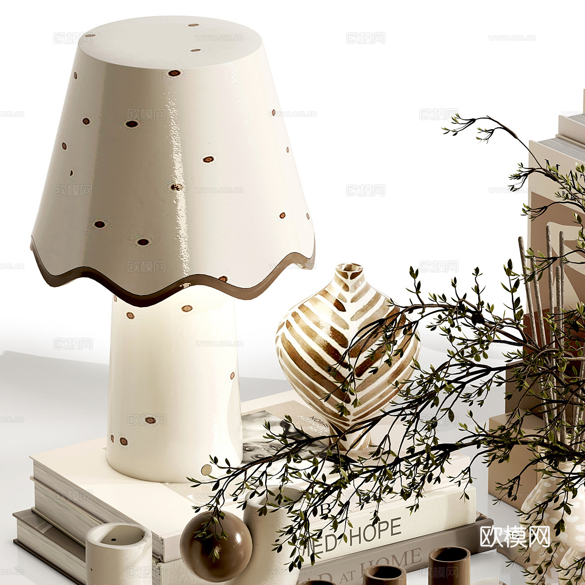 现代奶油风饰品摆件组合3d模型下载（渲染图2）
