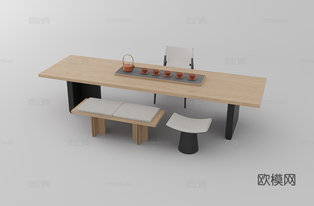茶桌椅su模型