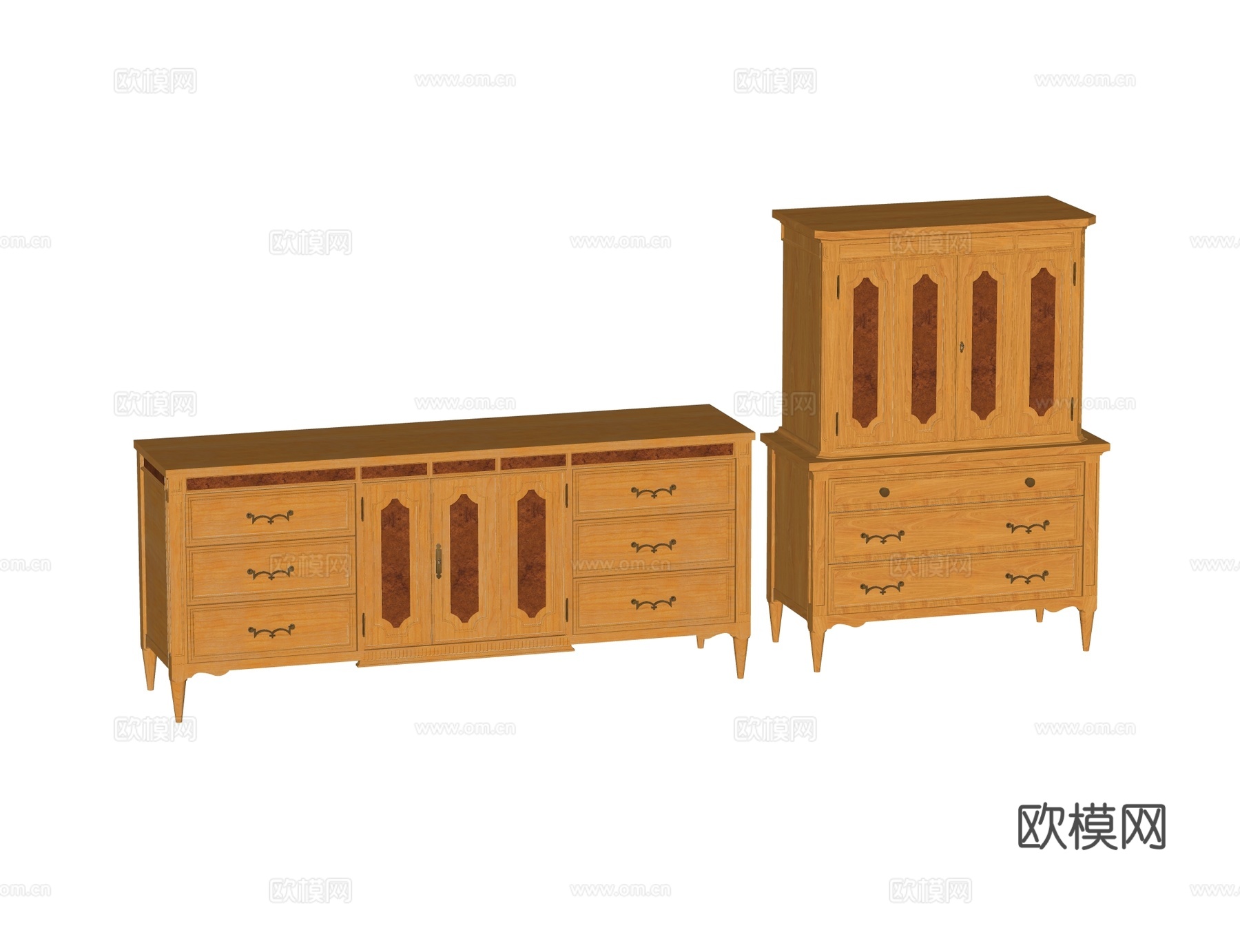 中古复古边柜电视柜装饰柜储物柜su模型