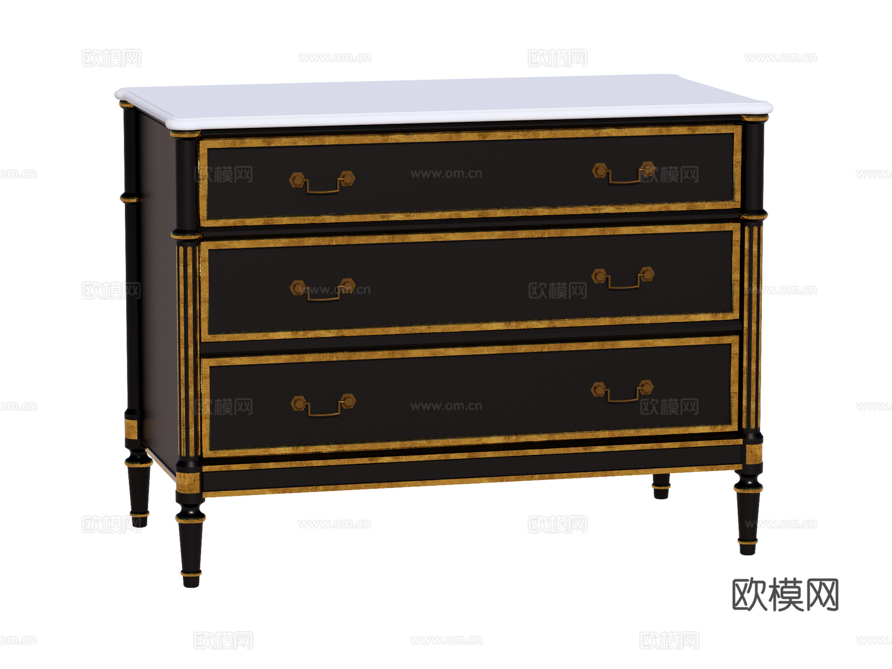 欧式法式边柜装饰柜su模型