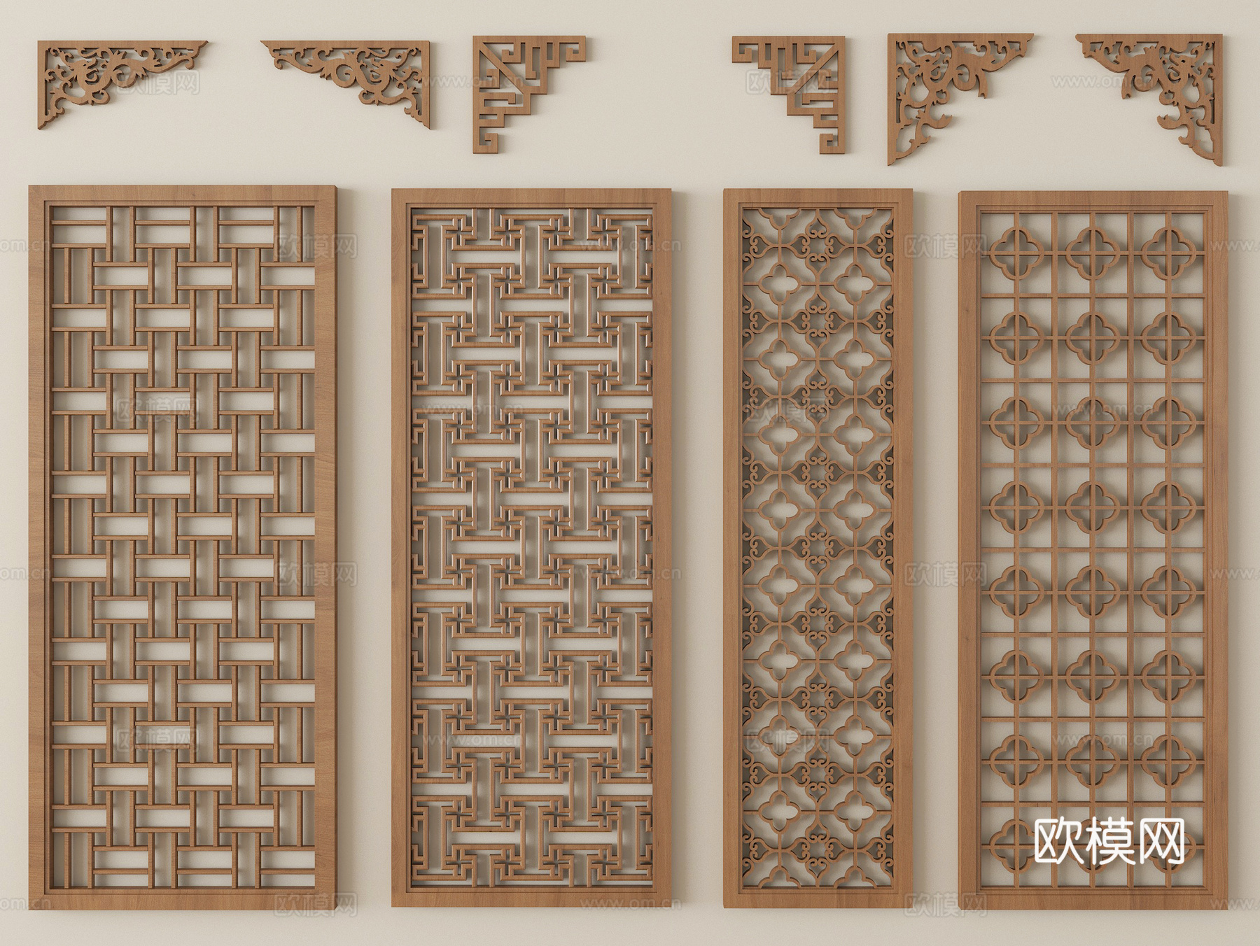 中式雕花 花格窗户 花窗su模型