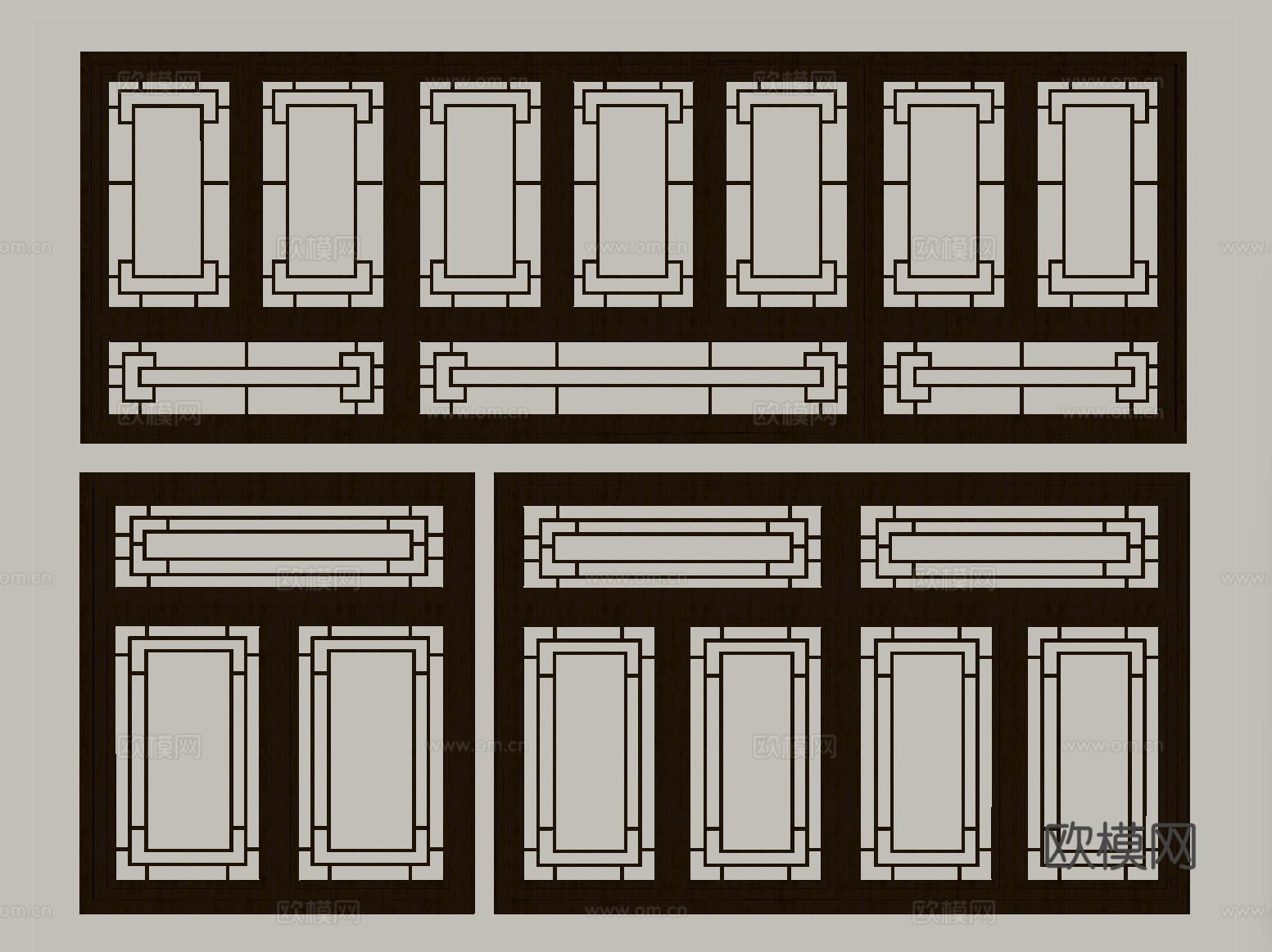 中式花格门窗 花窗 平开窗 雕花窗su模型