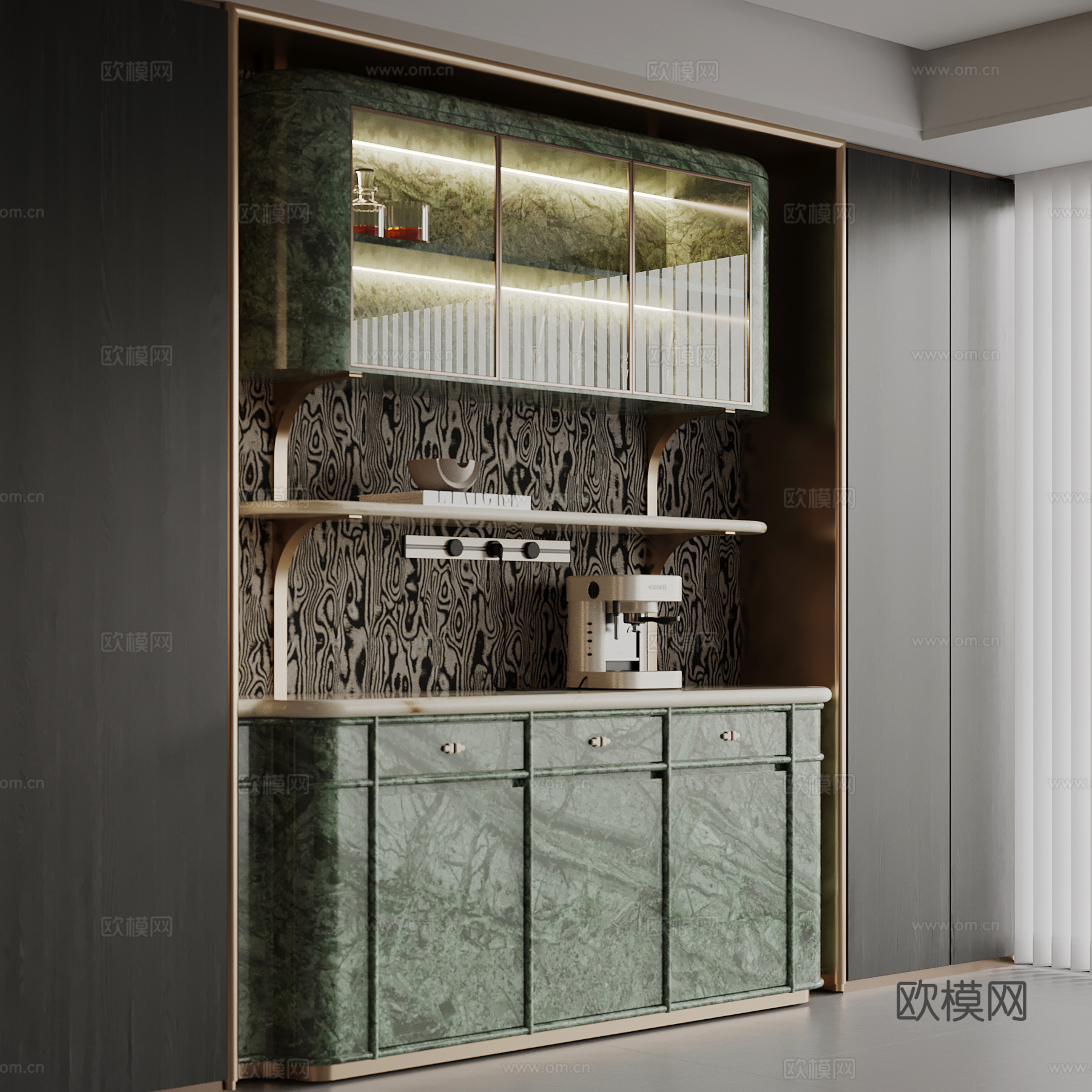 现代餐边柜 酒柜 酒架su模型