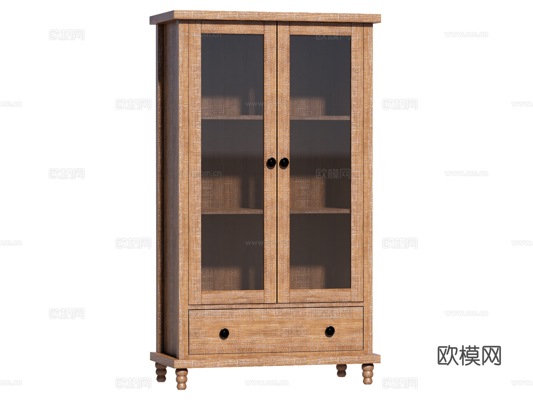 复古中古边柜装饰柜开放柜储物柜su模型