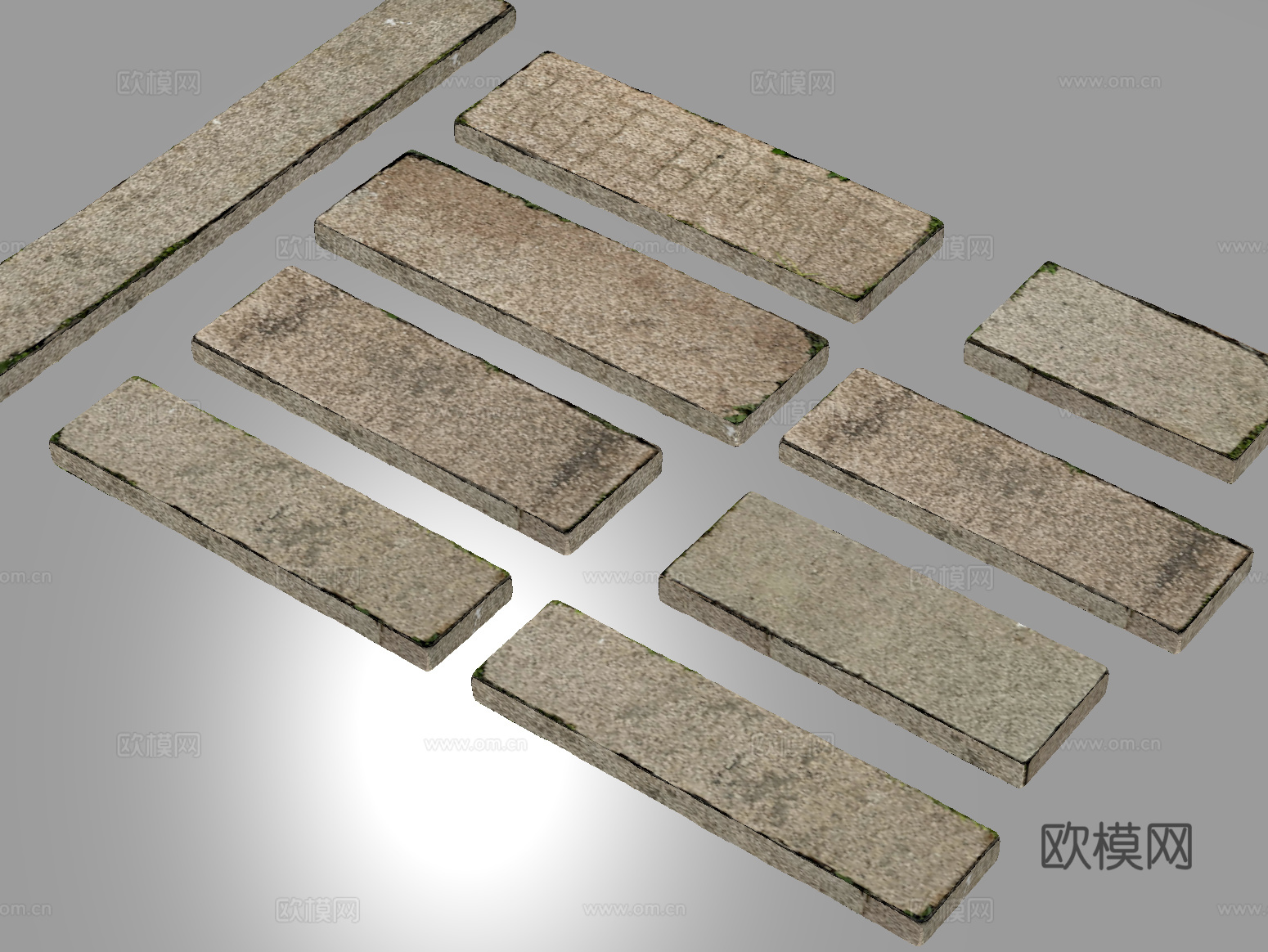 现代汀步 景观汀步 石板路 石板su模型