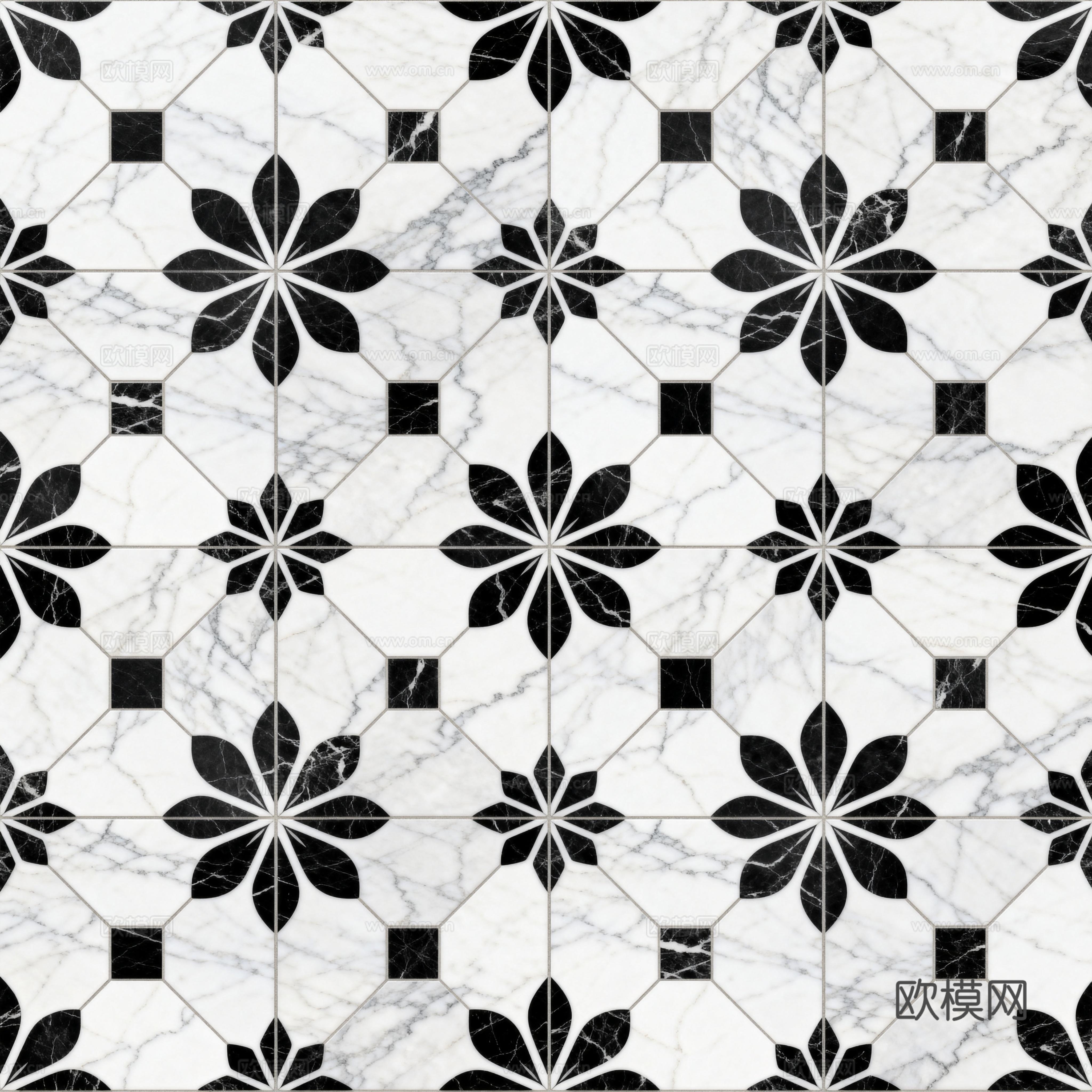 轻奢 黑白石材拼花 几何水刀石材拼花地砖 石材马赛克 花砖