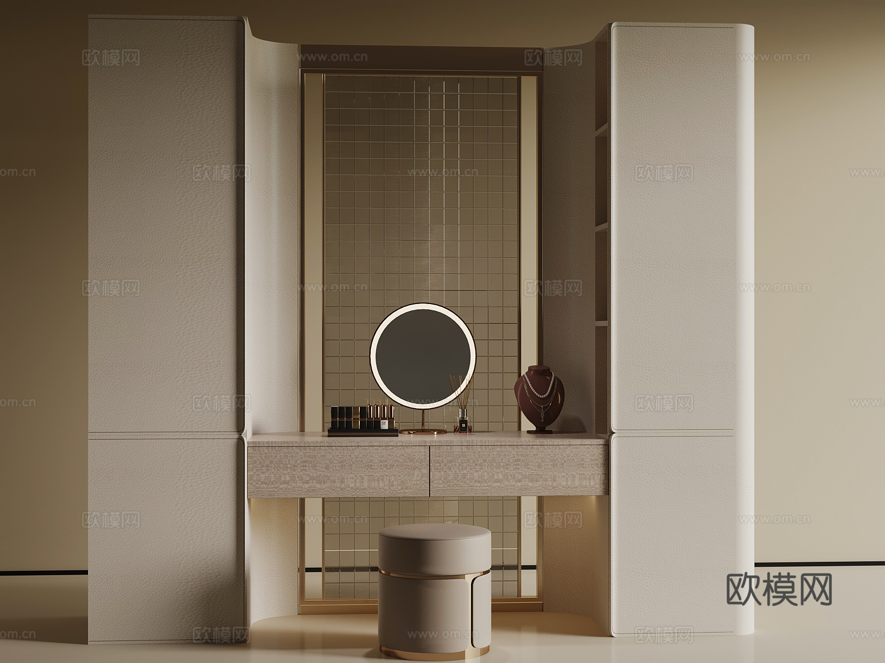 现代衣柜 梳妆台su模型