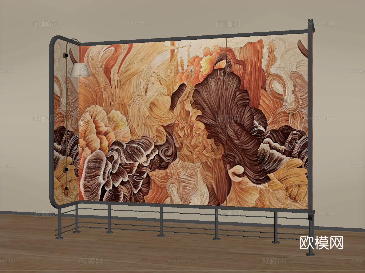 现代屏风隔断 意式屏风 金属屏风su模型
