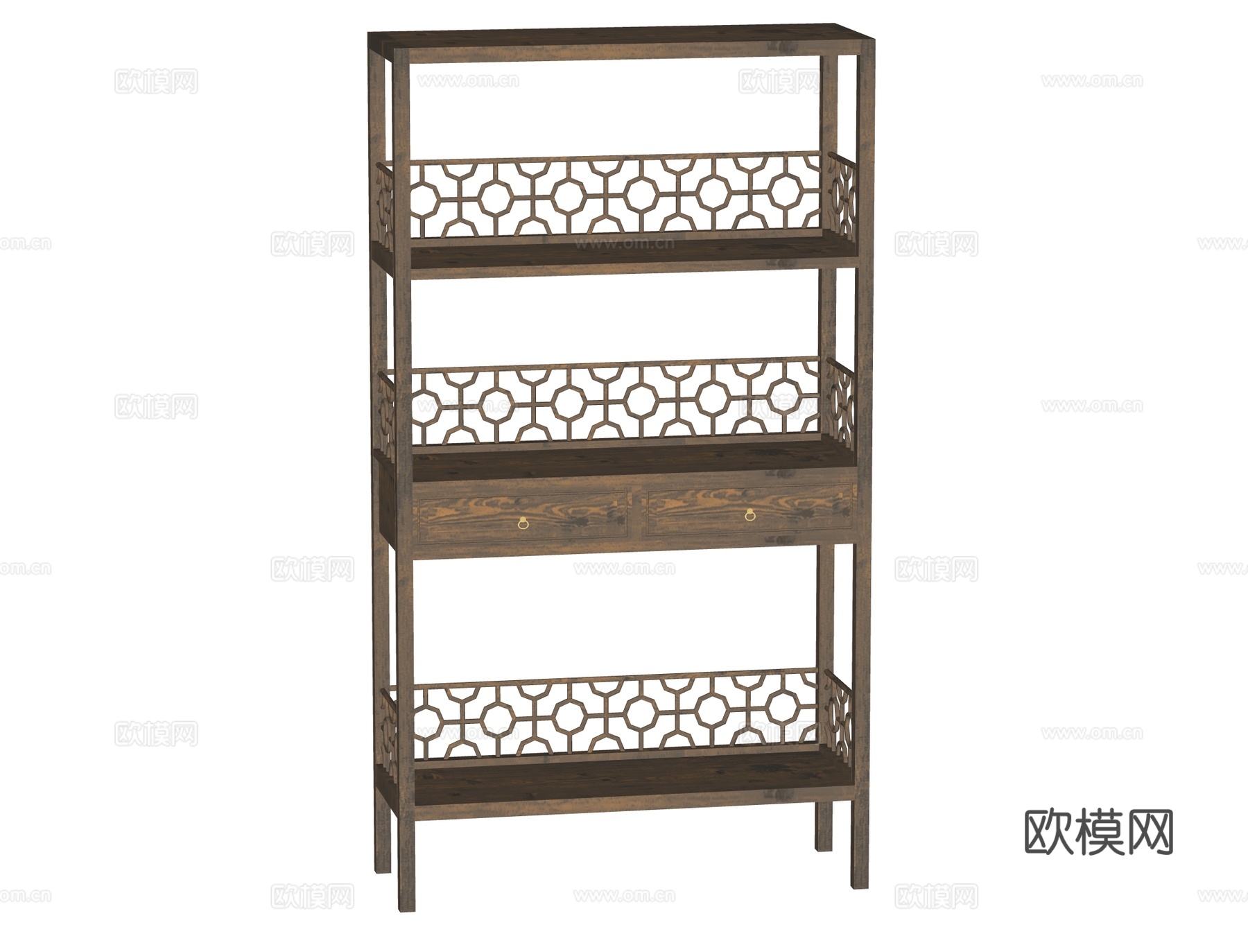 中式置物架装饰架su模型