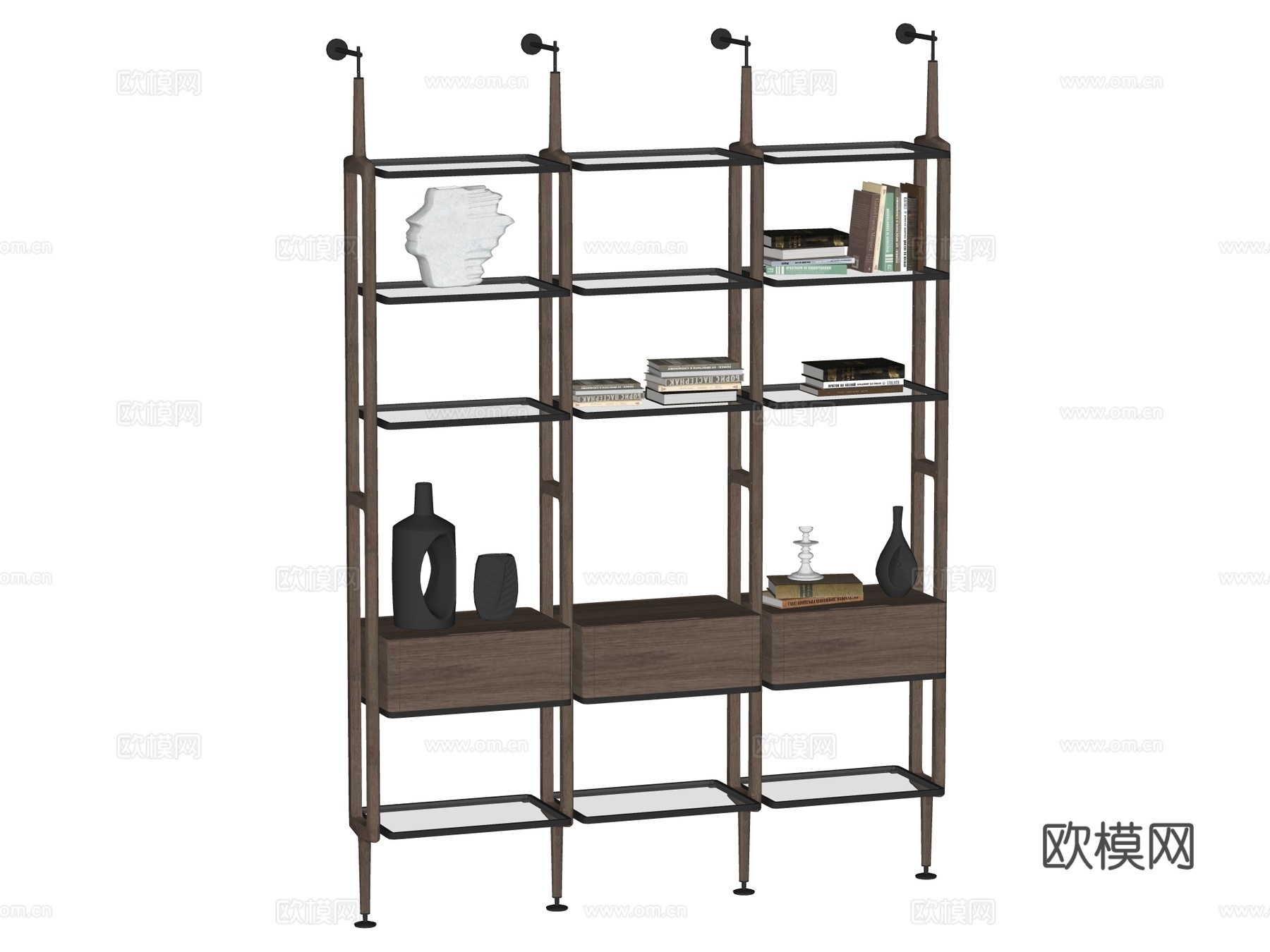 现代置物架装饰架su模型