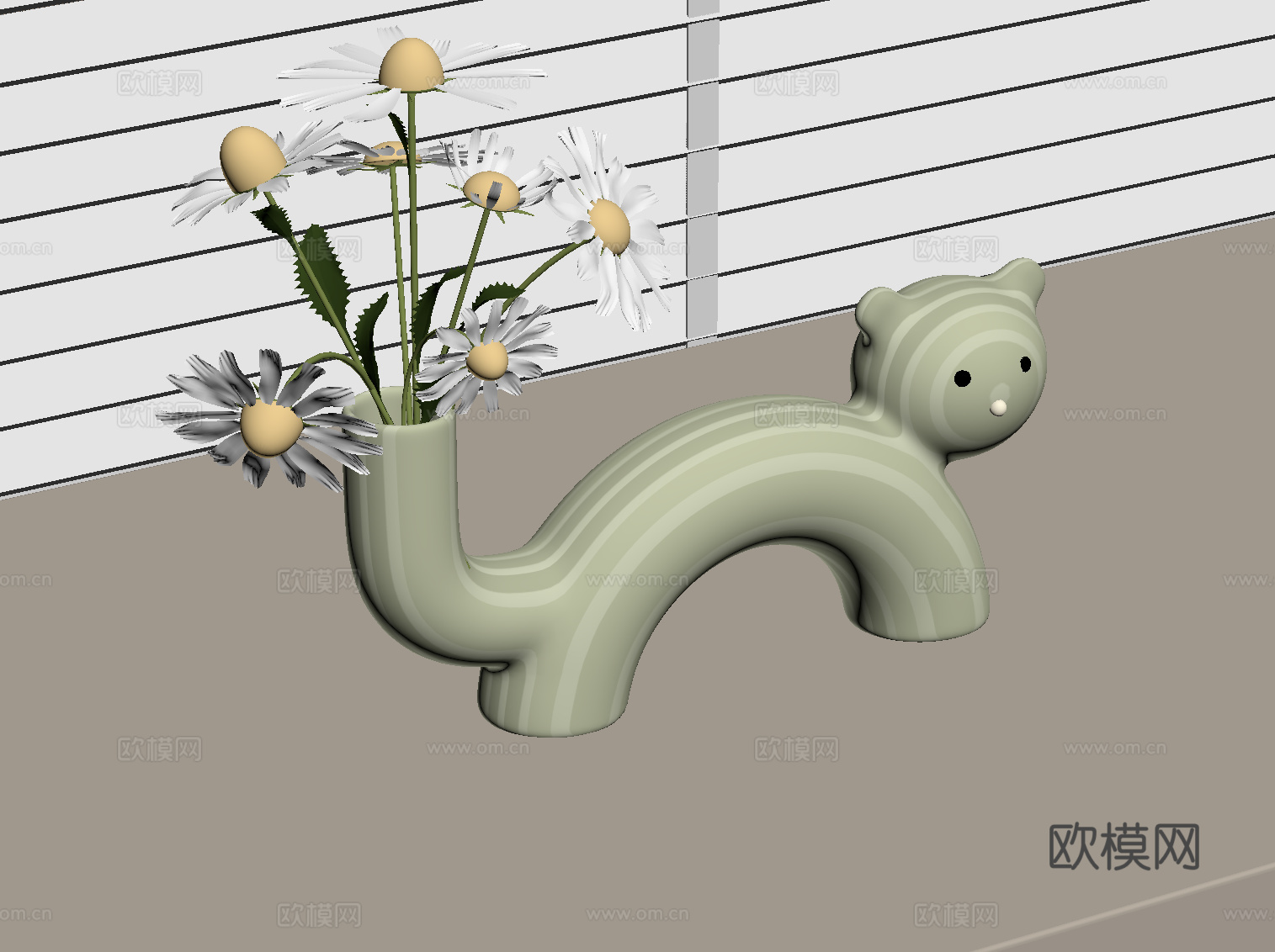 现代奶油风花瓶 装饰摆件su模型