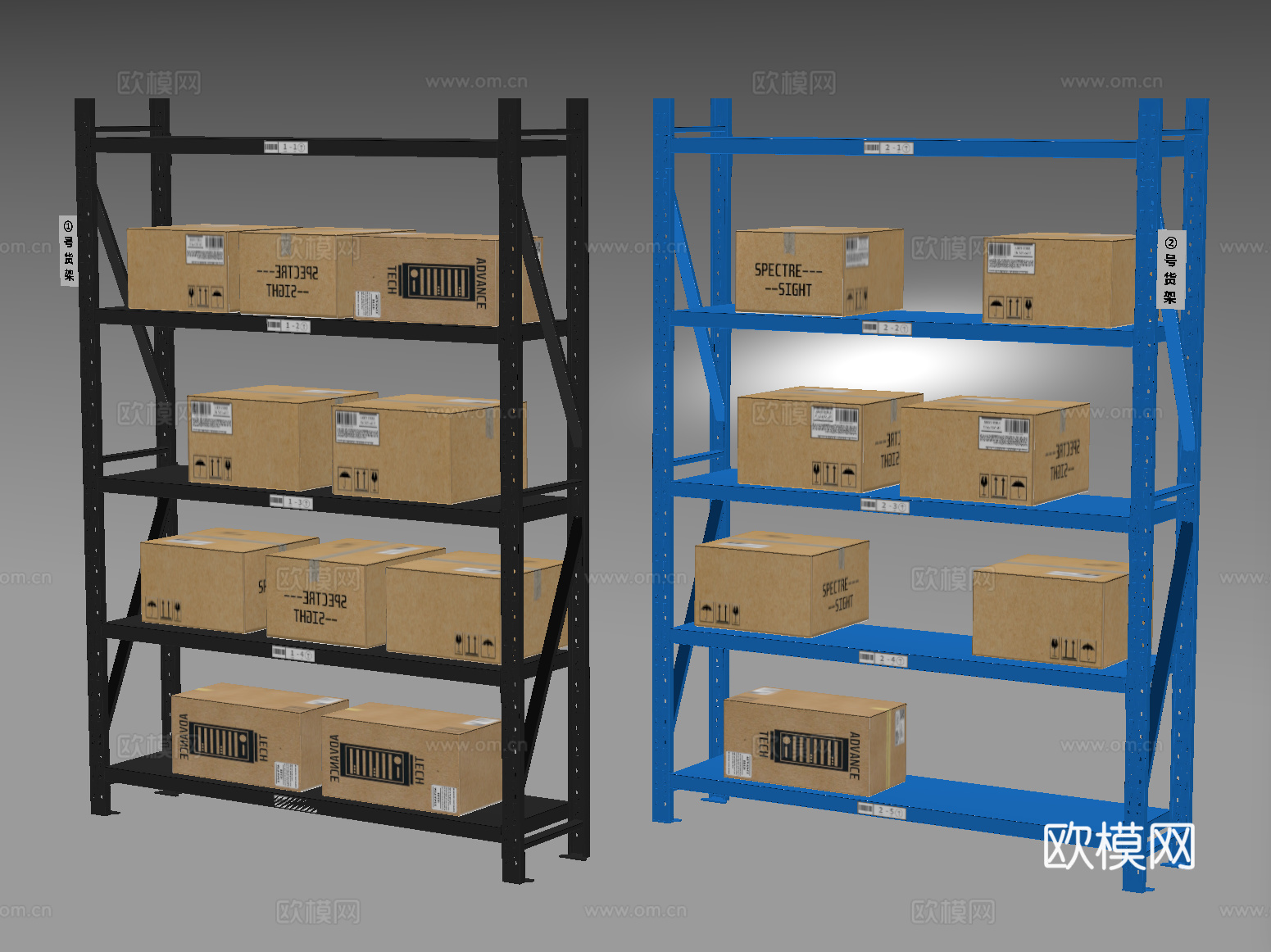 现代货架 快递架 置物架su模型