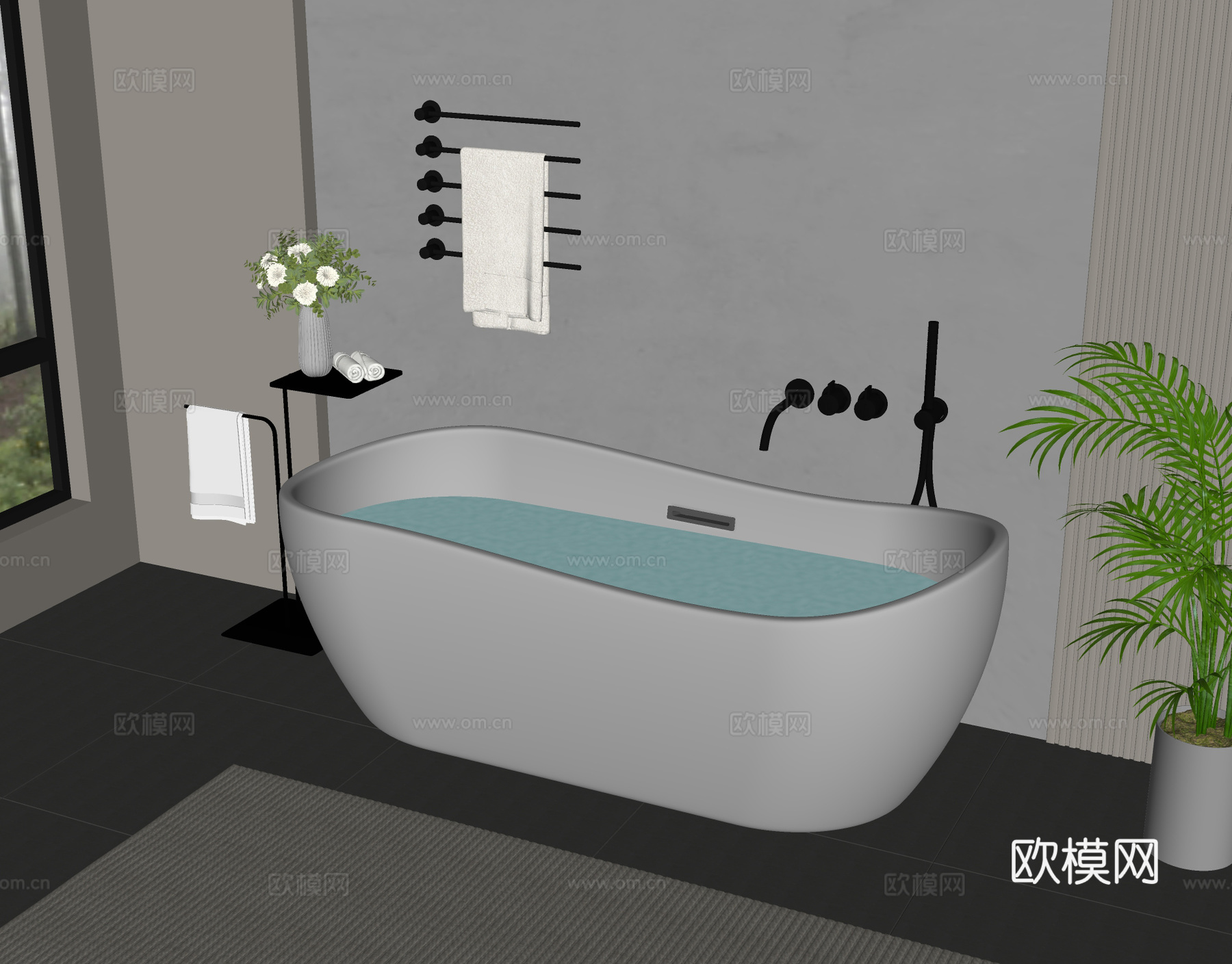 现代浴缸su模型