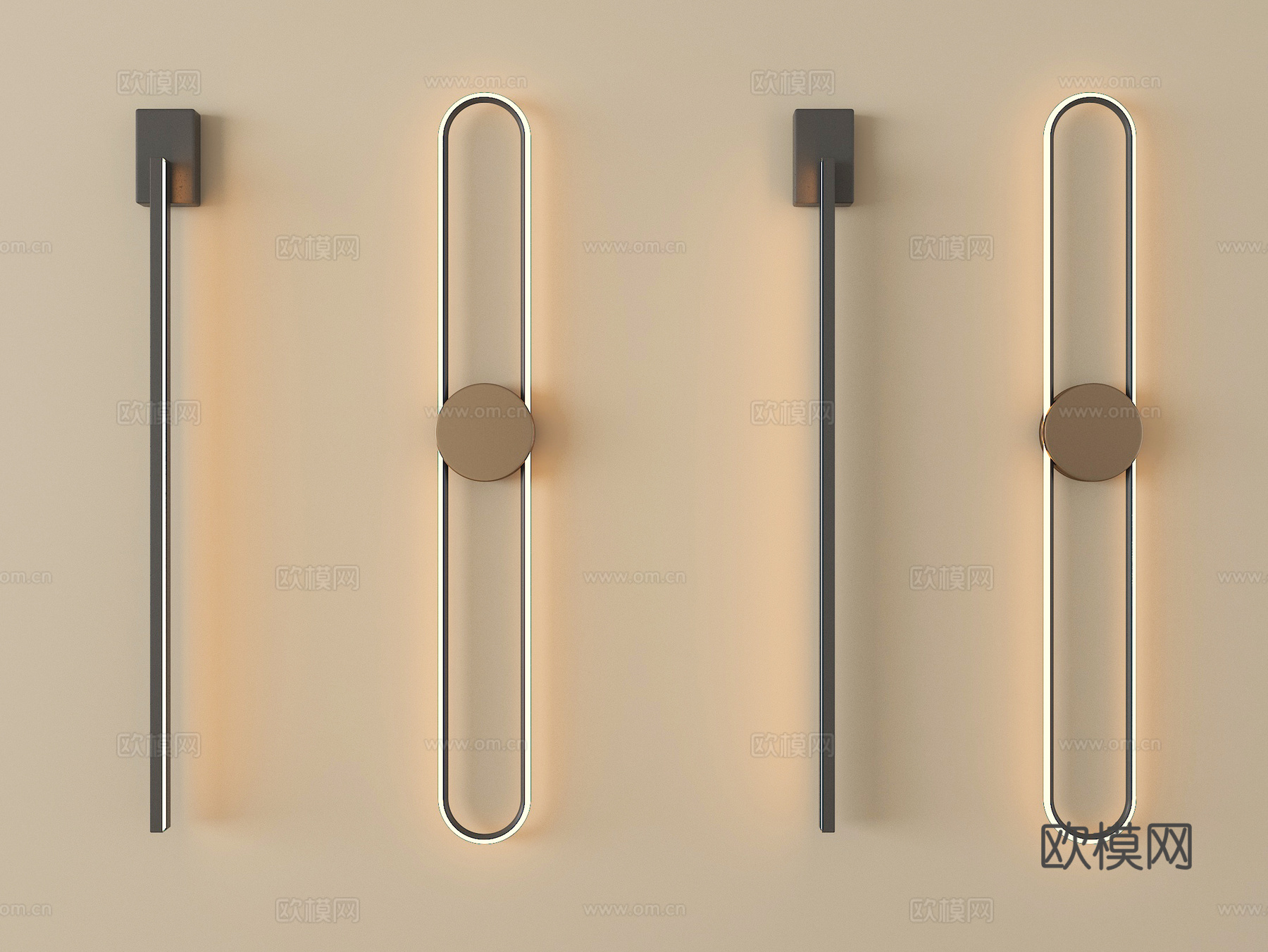 现代壁灯 金属壁灯 长条壁灯su模型