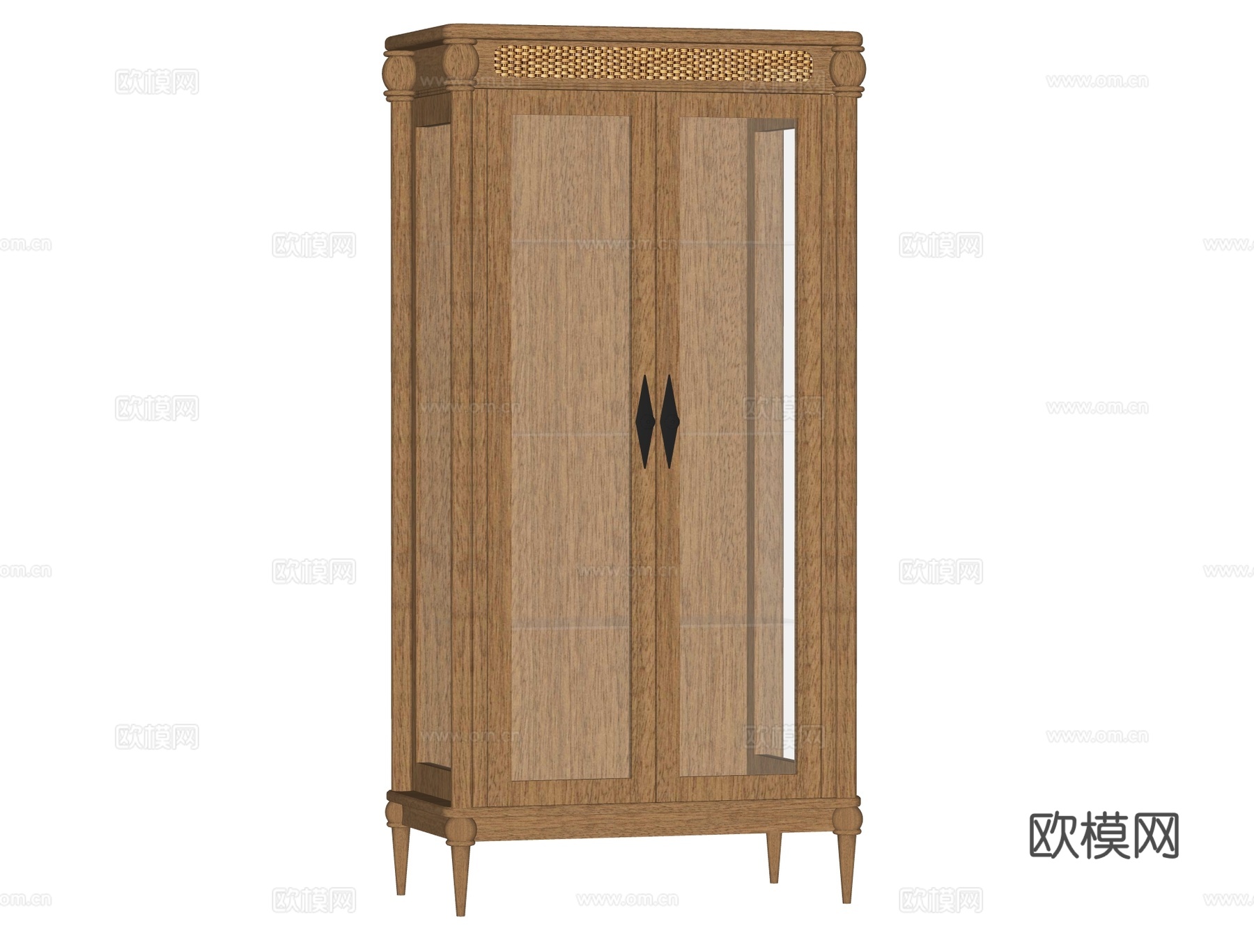 复古中古边柜装饰柜开放柜储物柜su模型