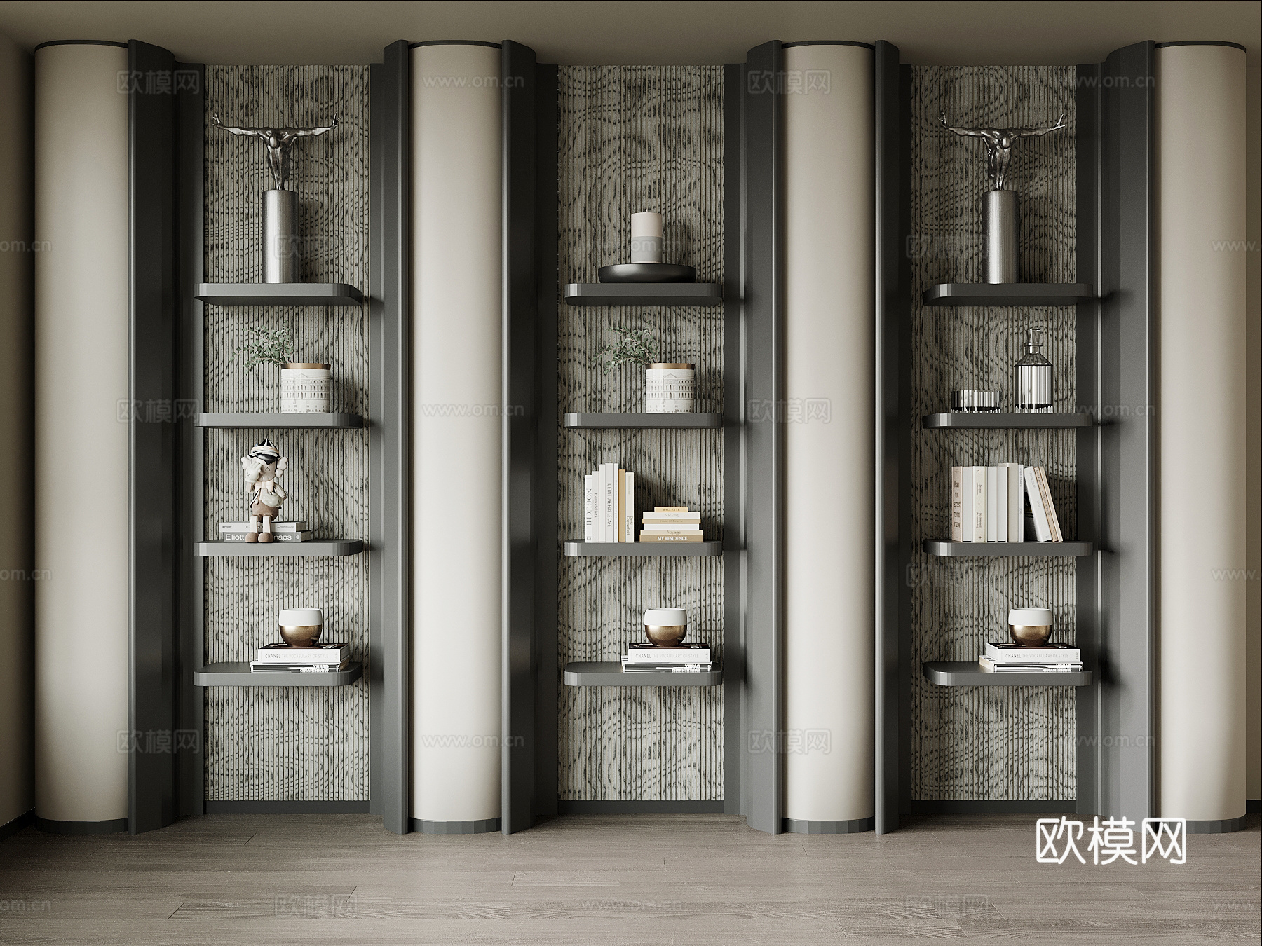 现代书柜 书架su模型