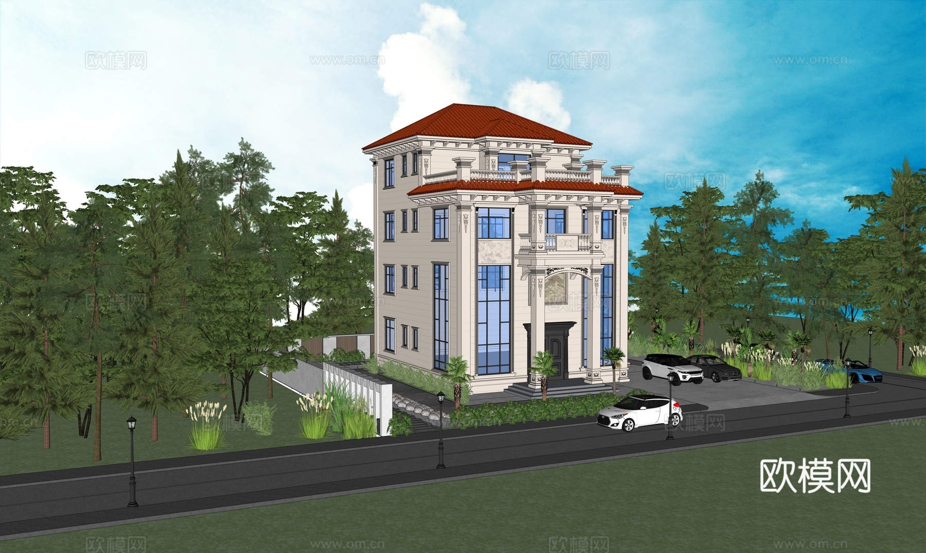 欧式su别墅模型su模型su模型