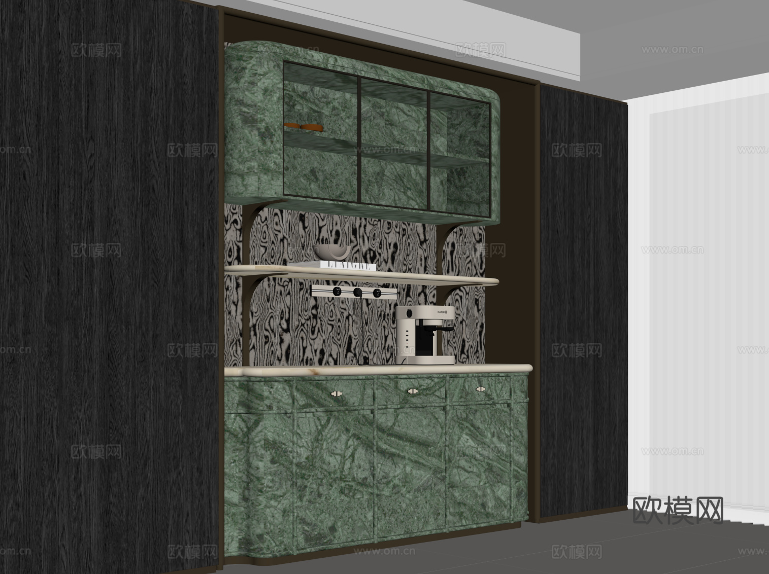 现代餐边柜 酒柜 酒架su模型