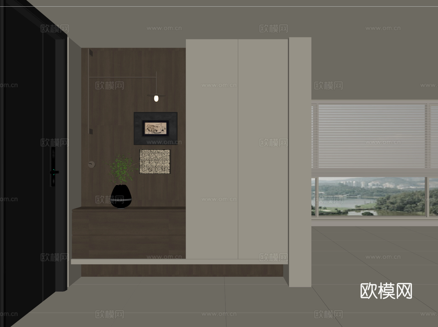 现代鞋柜 玄关柜su模型