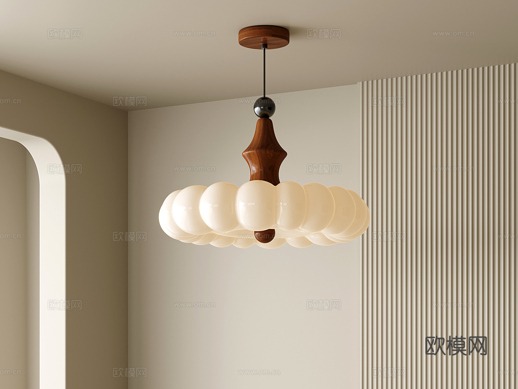 法式卧室吊灯 复古南瓜吊灯su模型su模型