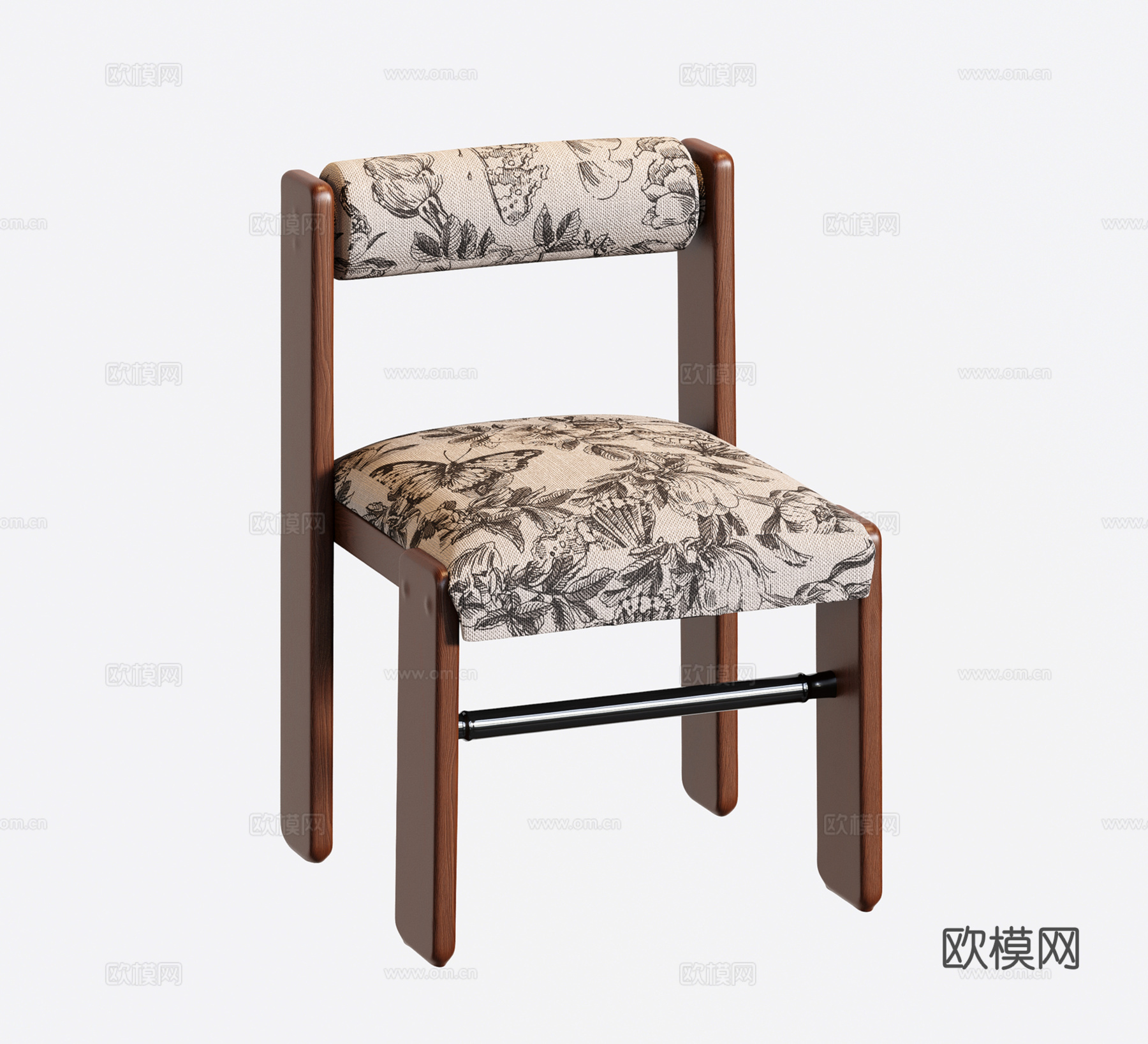 复古实木餐椅 休闲书桌椅 中古单椅su模型