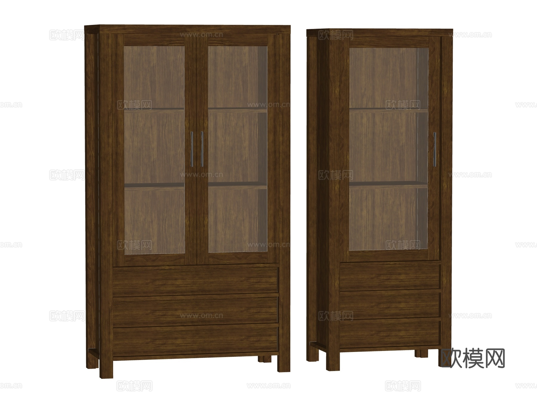 复古中古边柜装饰柜开放柜储物柜su模型