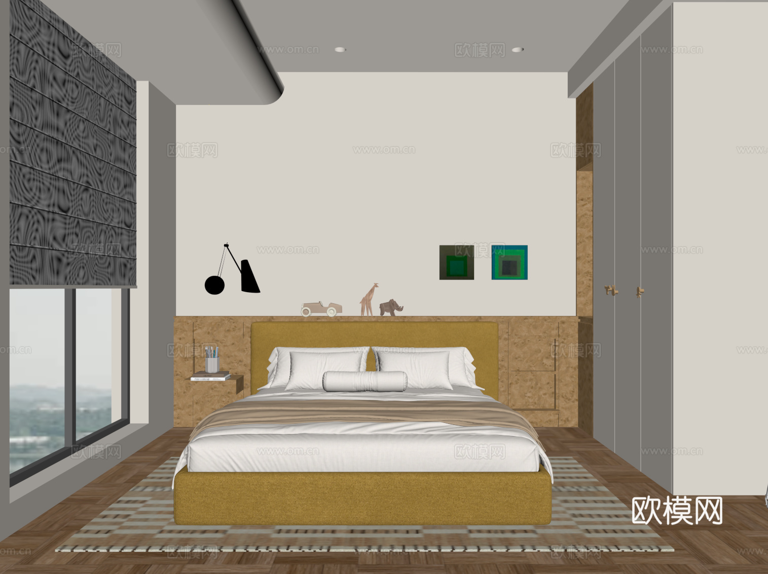 中古风卧室 儿童房su模型