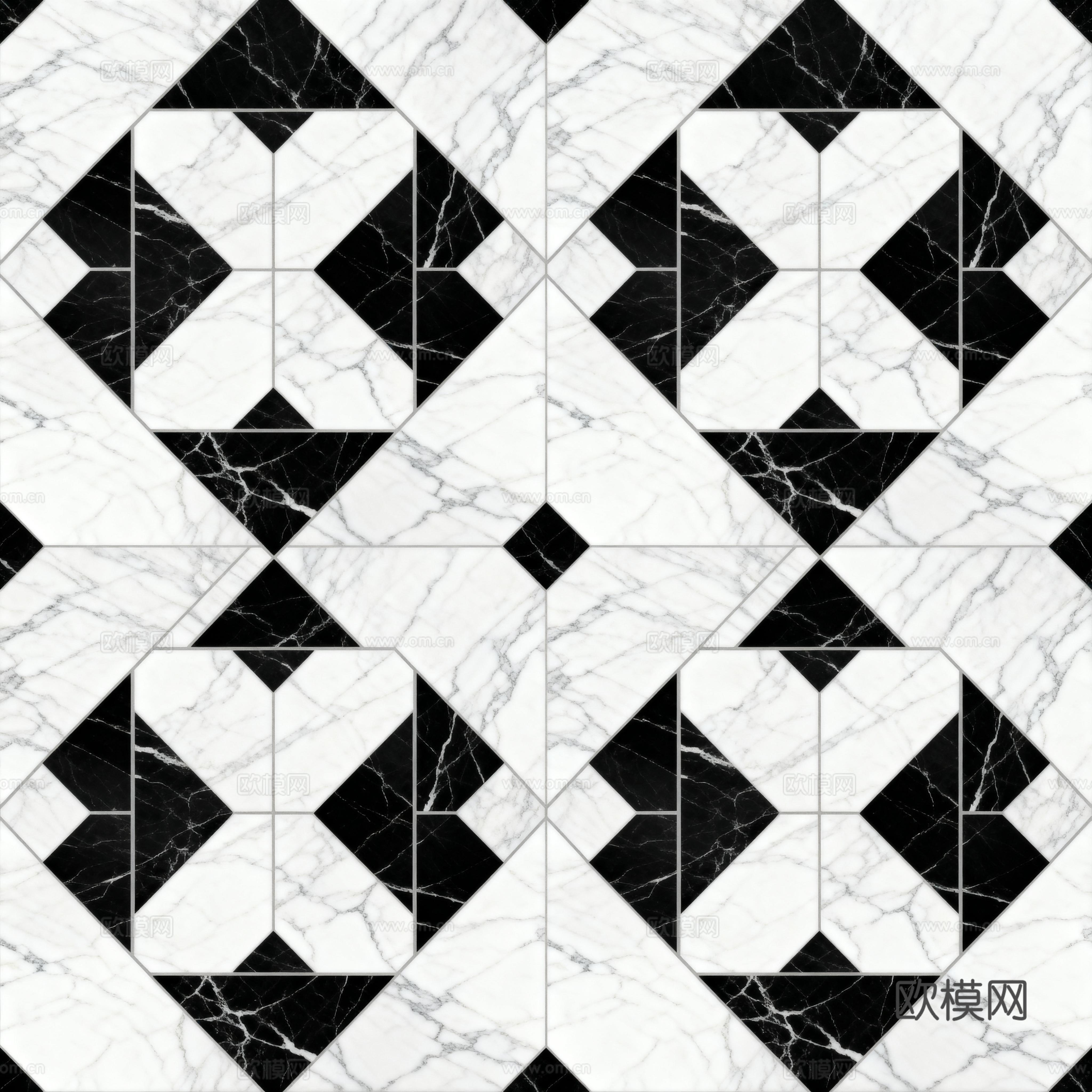 轻奢 黑白石材拼花 几何水刀石材拼花地砖 石材马赛克 花砖