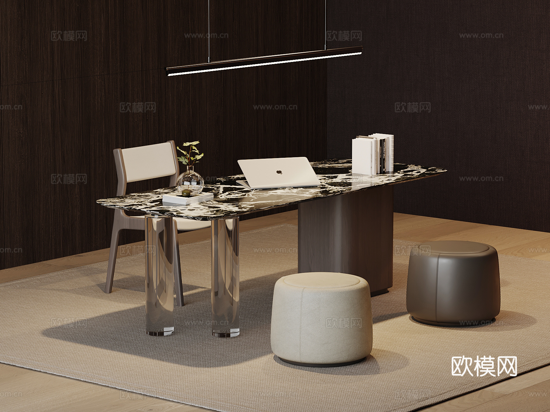 现代意式书桌椅su模型