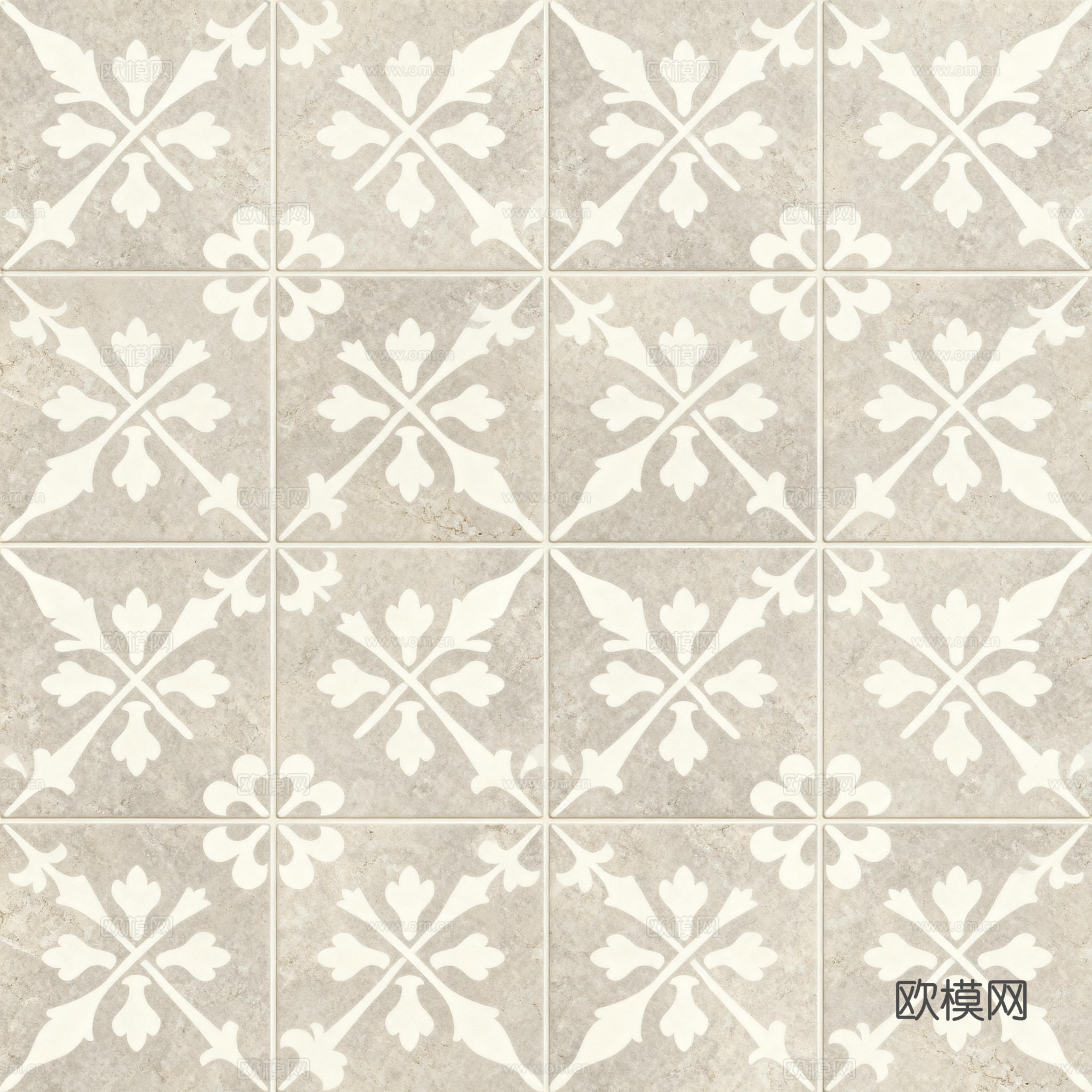 田园风 灰白色花砖 灰色手绘艺术花砖 工艺砖 花纹图案花砖