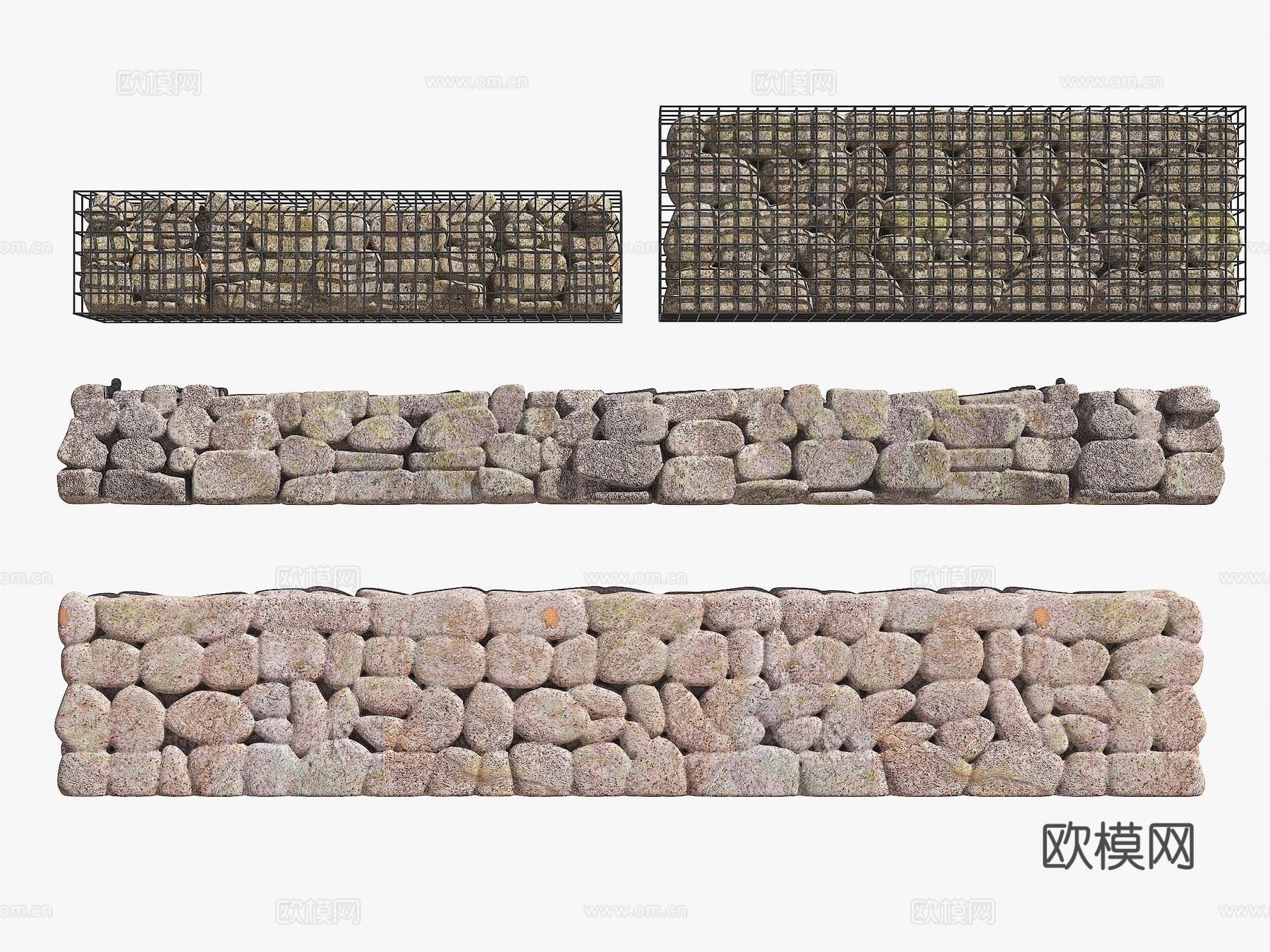 挡土墙 景观石挡墙 块石挡土墙 石笼 石笼挡墙 景观石墙 垒su模型
