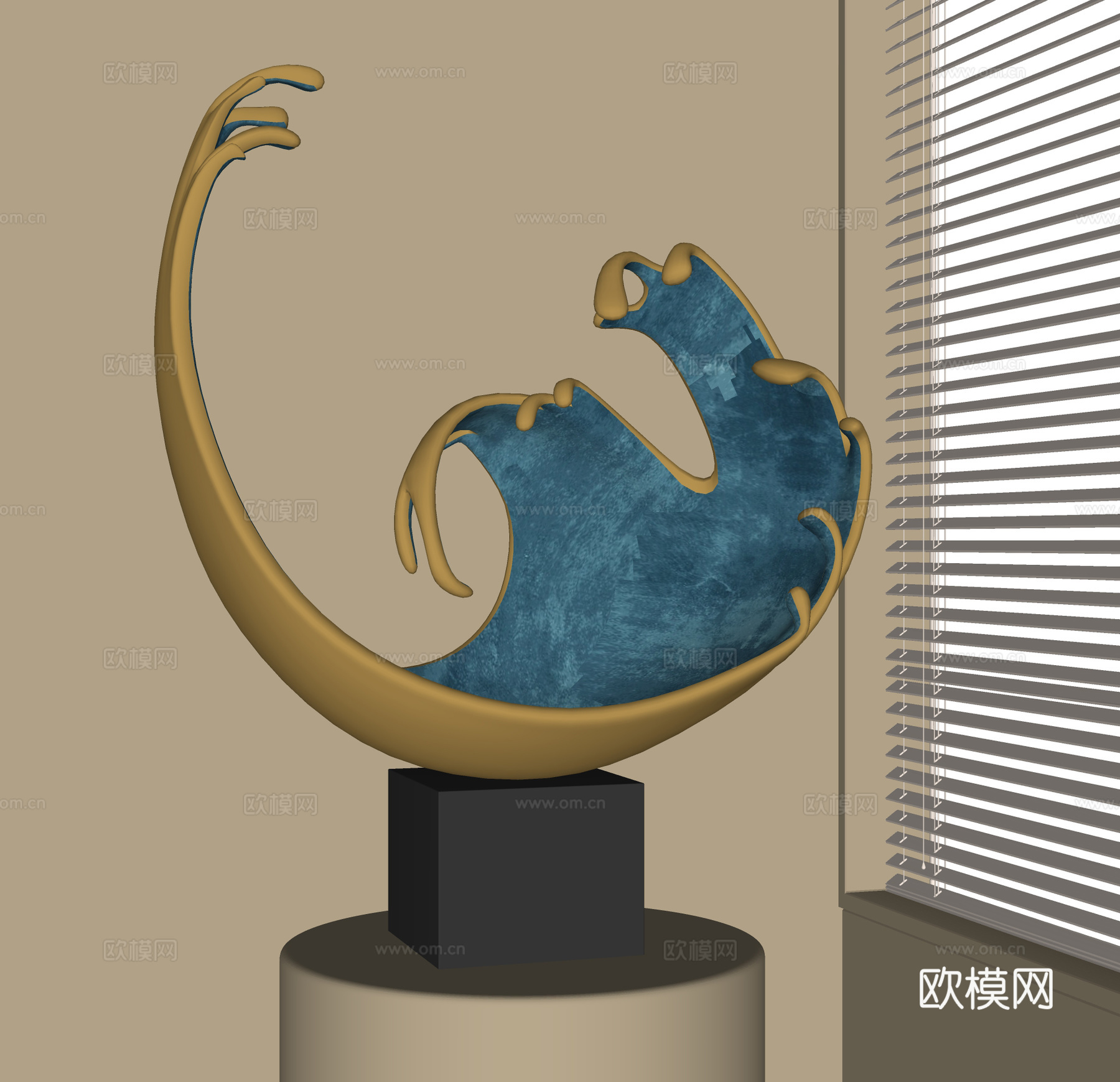 现代雕塑摆件su模型