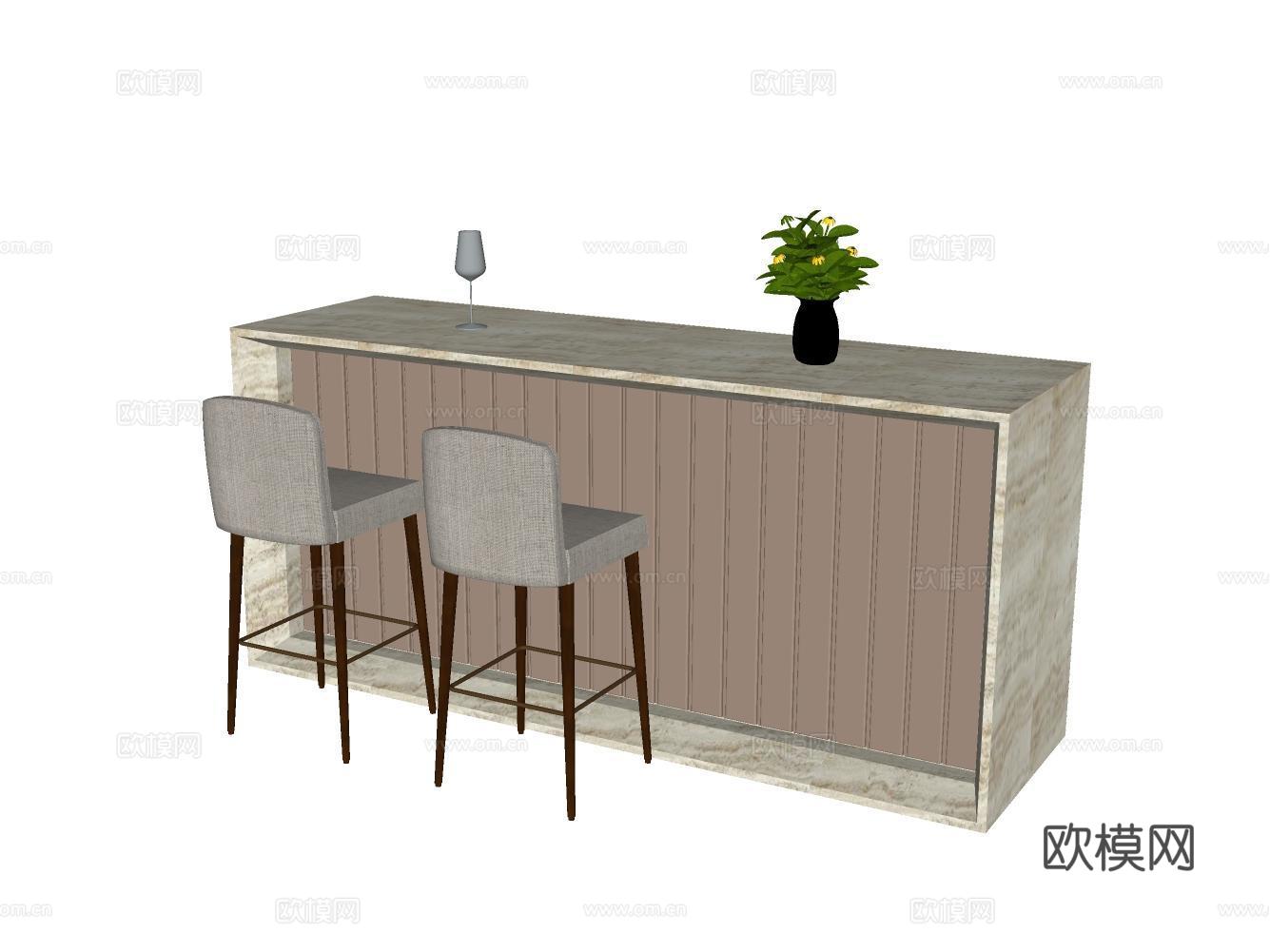 吧台su模型