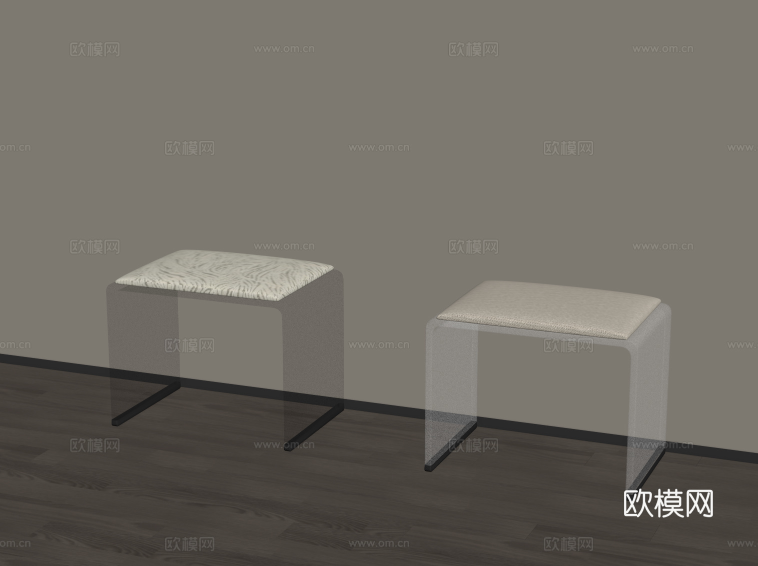 现代沙发凳 换鞋凳 玻璃凳su模型