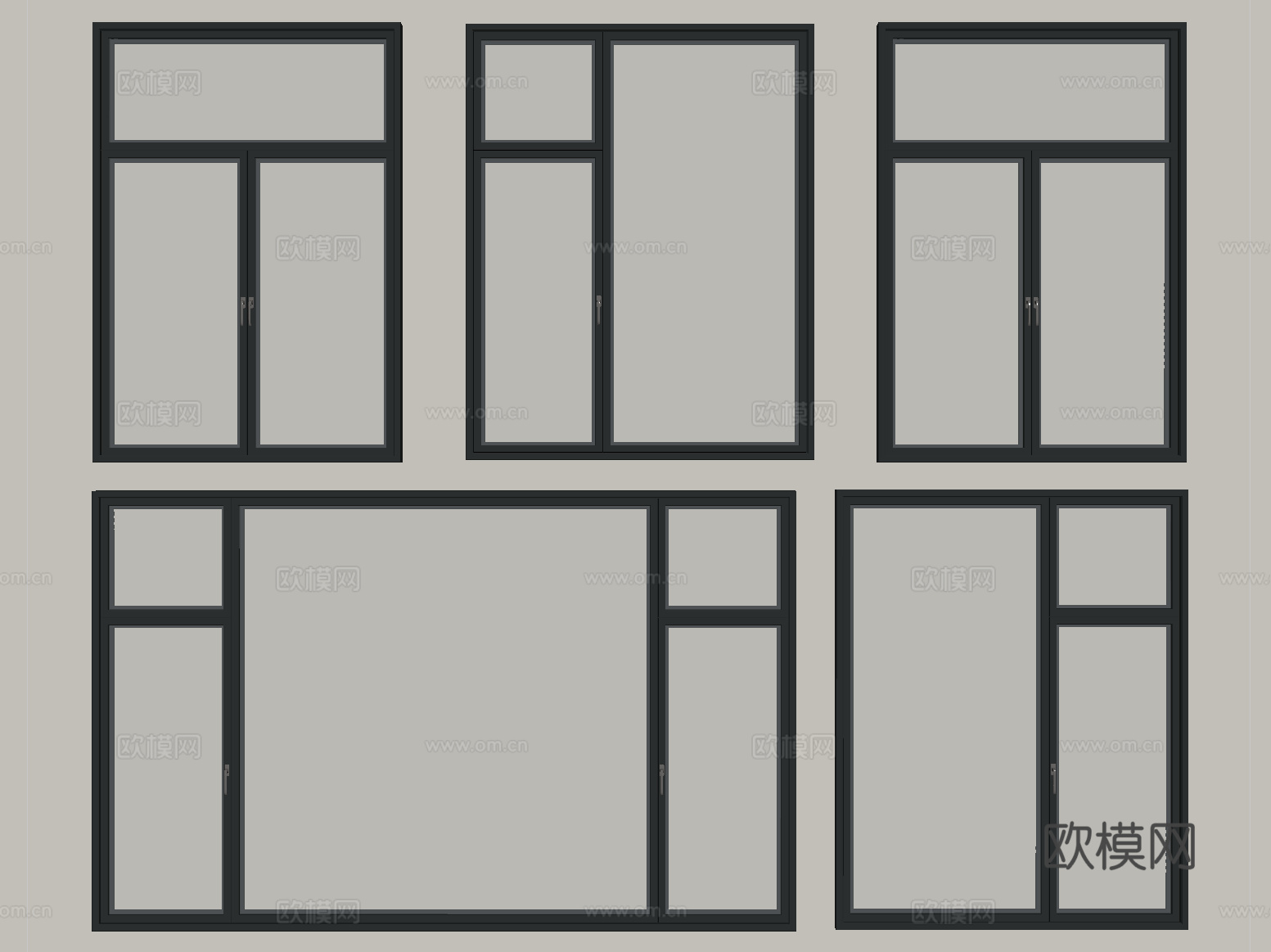 现代窗组合 平开窗 阳台窗 落地窗su模型