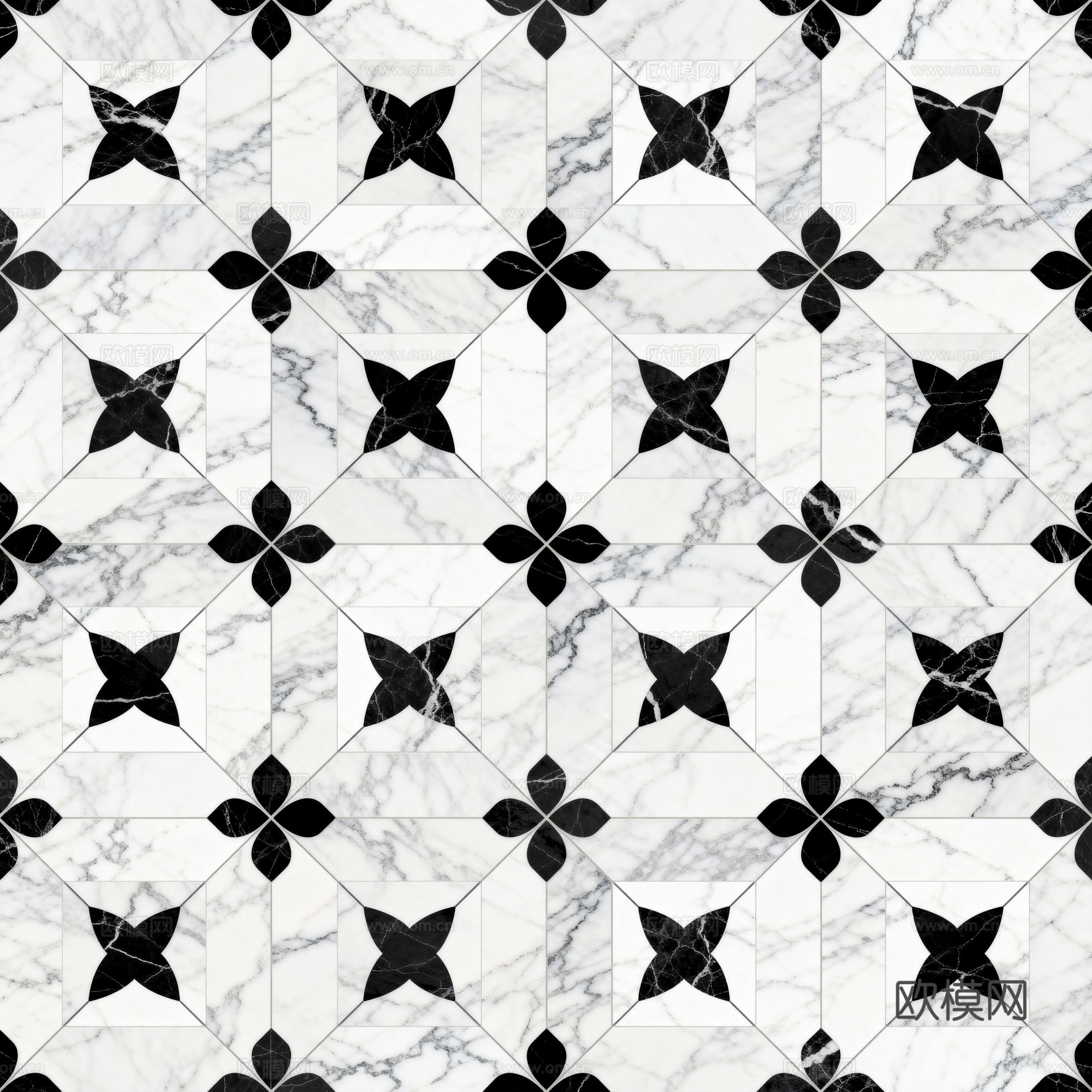 轻奢 黑白石材拼花 几何水刀石材拼花地砖 石材马赛克 花砖