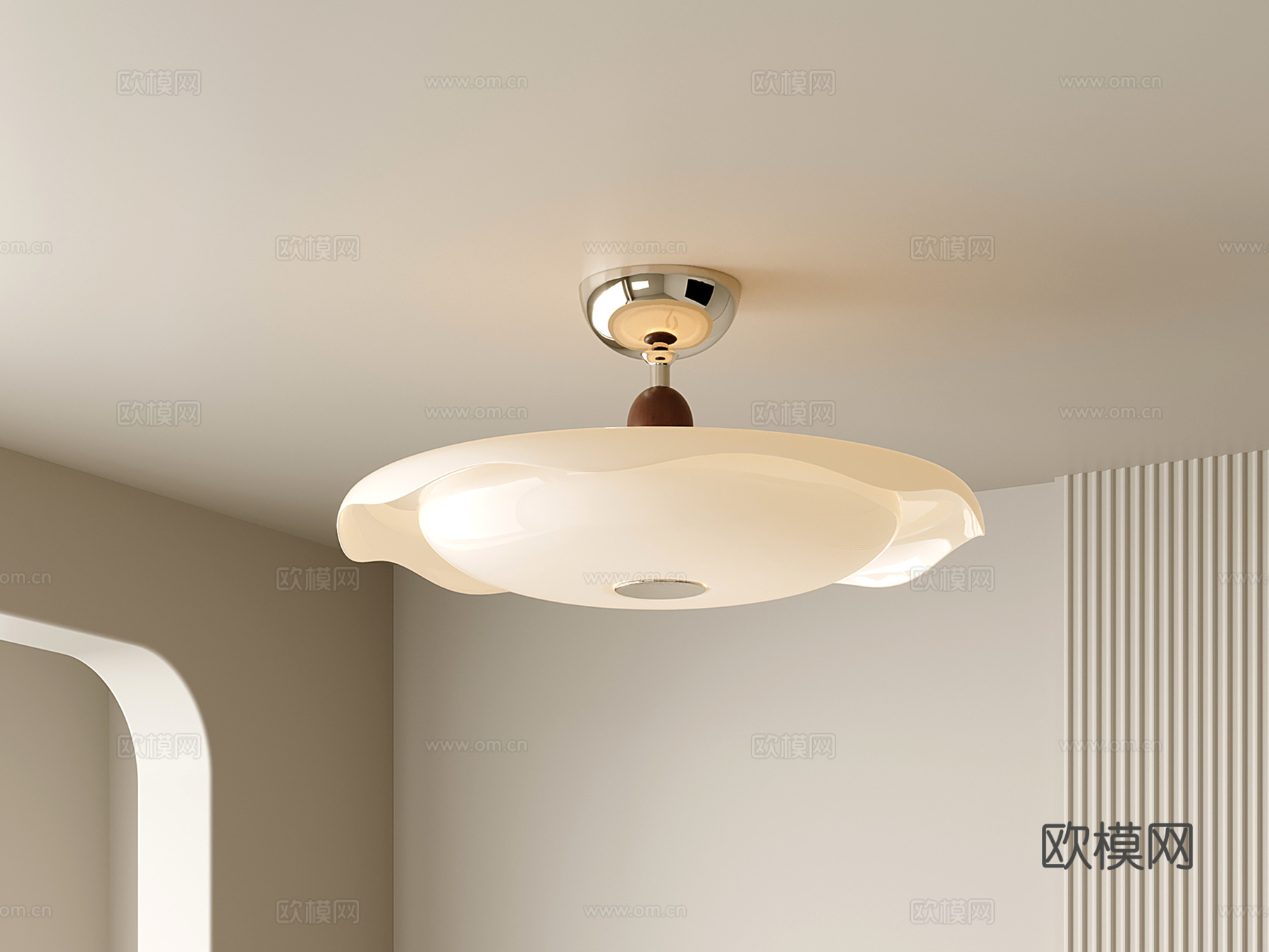 法式飞碟吸顶灯 中古卧室吸顶灯 餐厅吸顶灯su模型