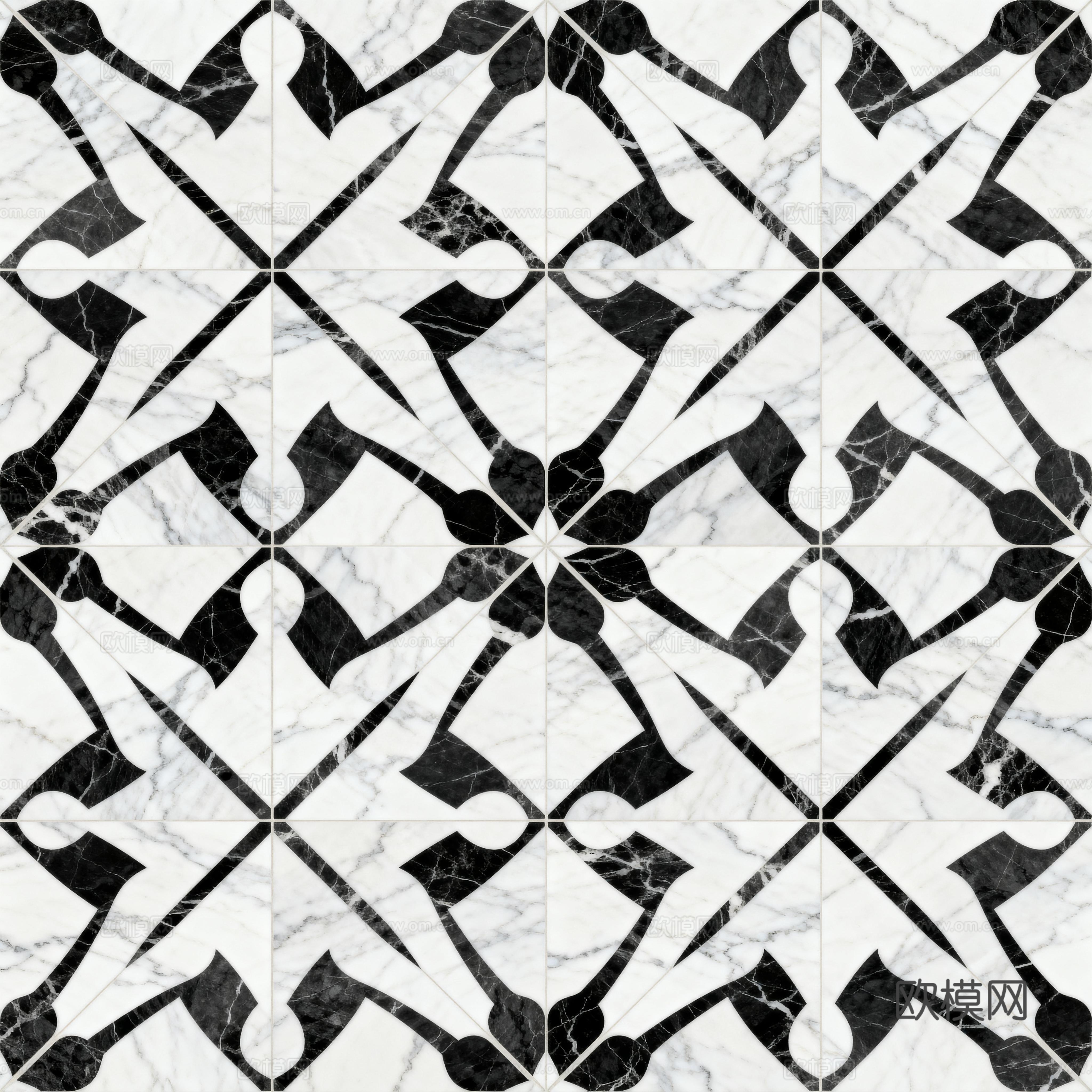 轻奢 黑白石材拼花 几何水刀石材拼花地砖 石材马赛克 花砖