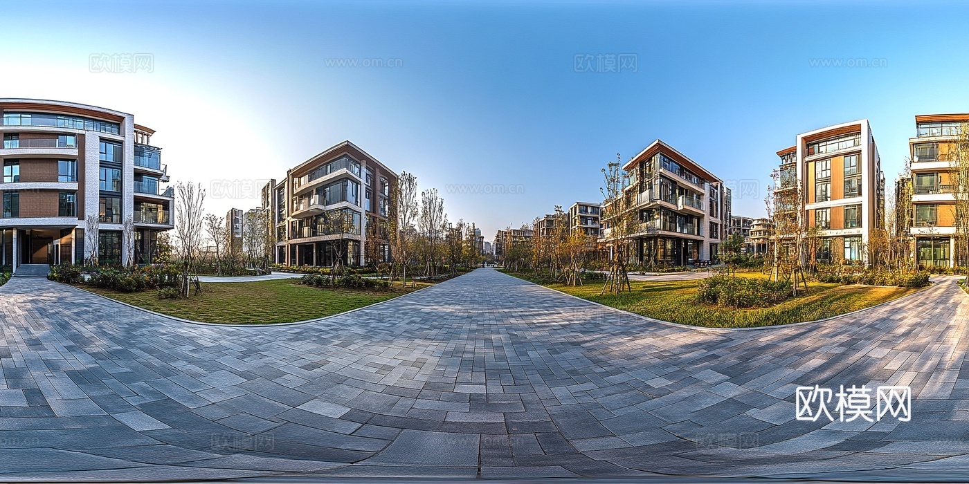 现代小区绿化全景