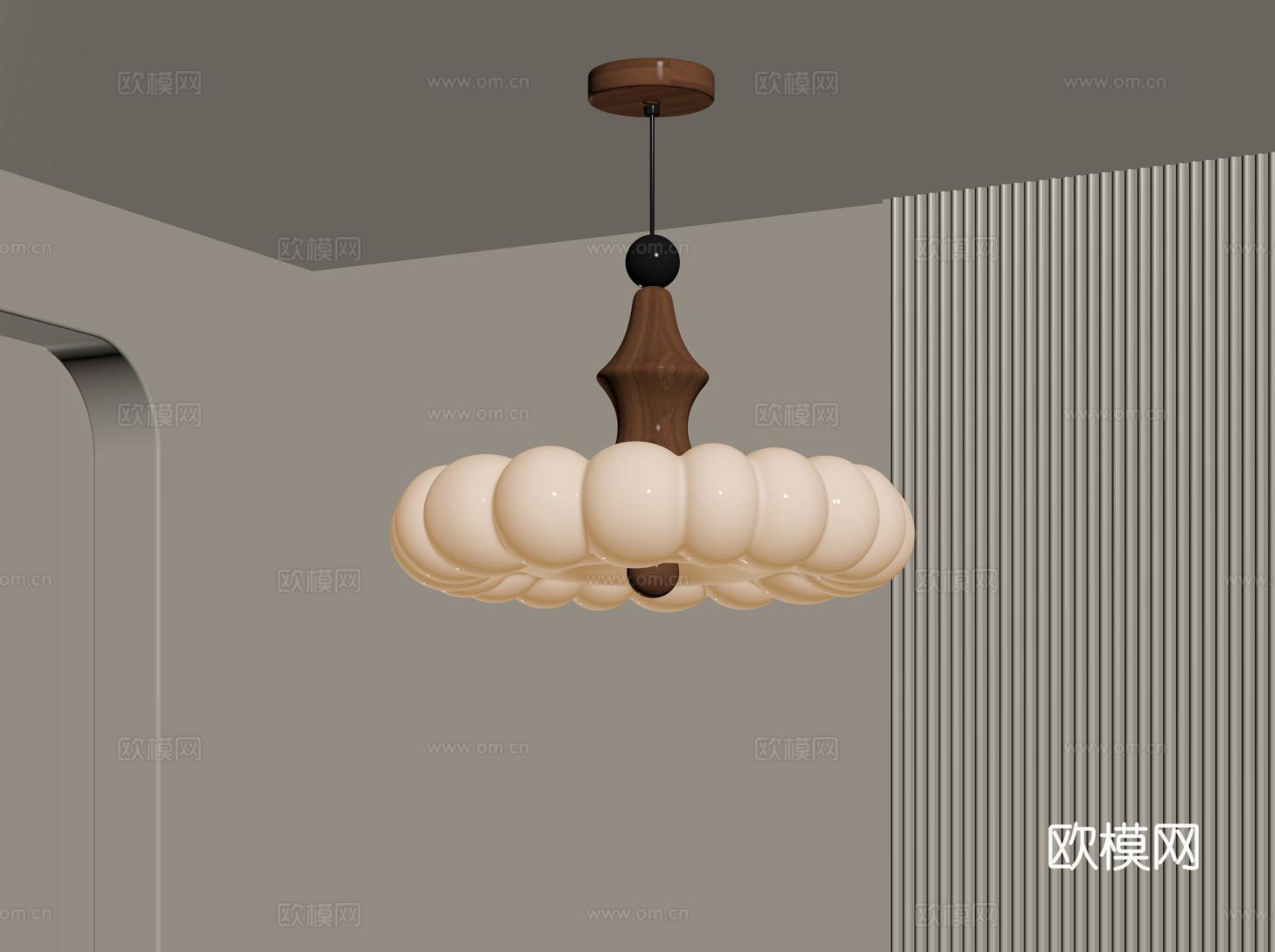 法式卧室吊灯 复古南瓜吊灯su模型su模型