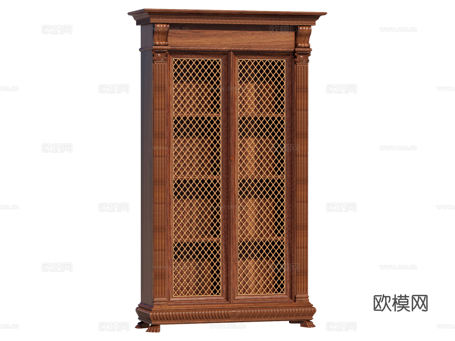 复古中古边柜装饰柜开放柜储物柜su模型