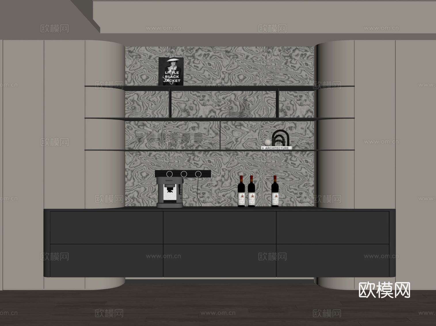 现代酒柜 餐边柜 酒架su模型