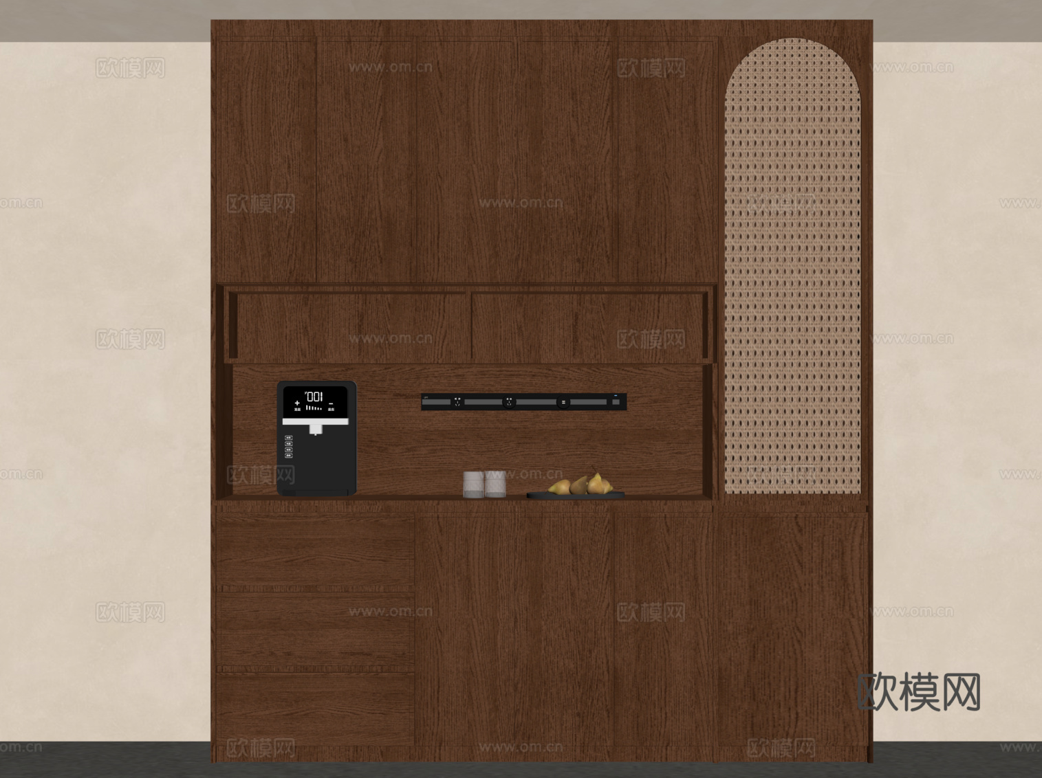 中古风酒柜 餐边柜su模型