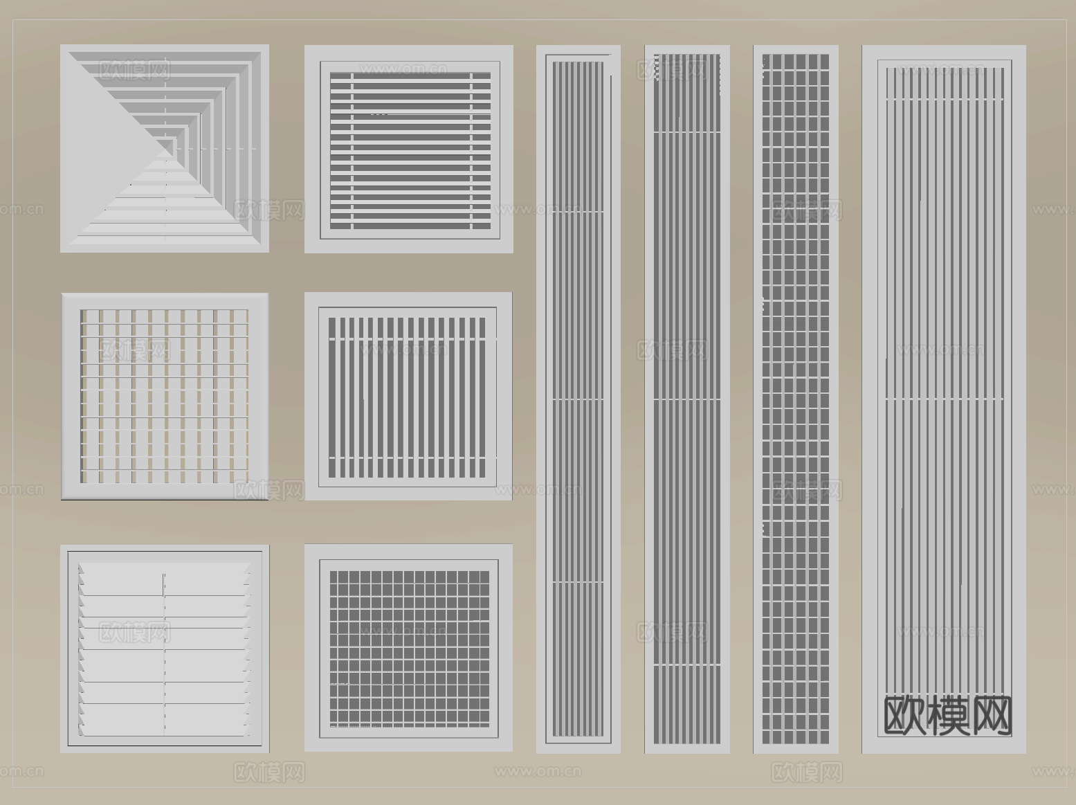 现代空调出风口 中央空调出风口 排风口 换气扇su模型