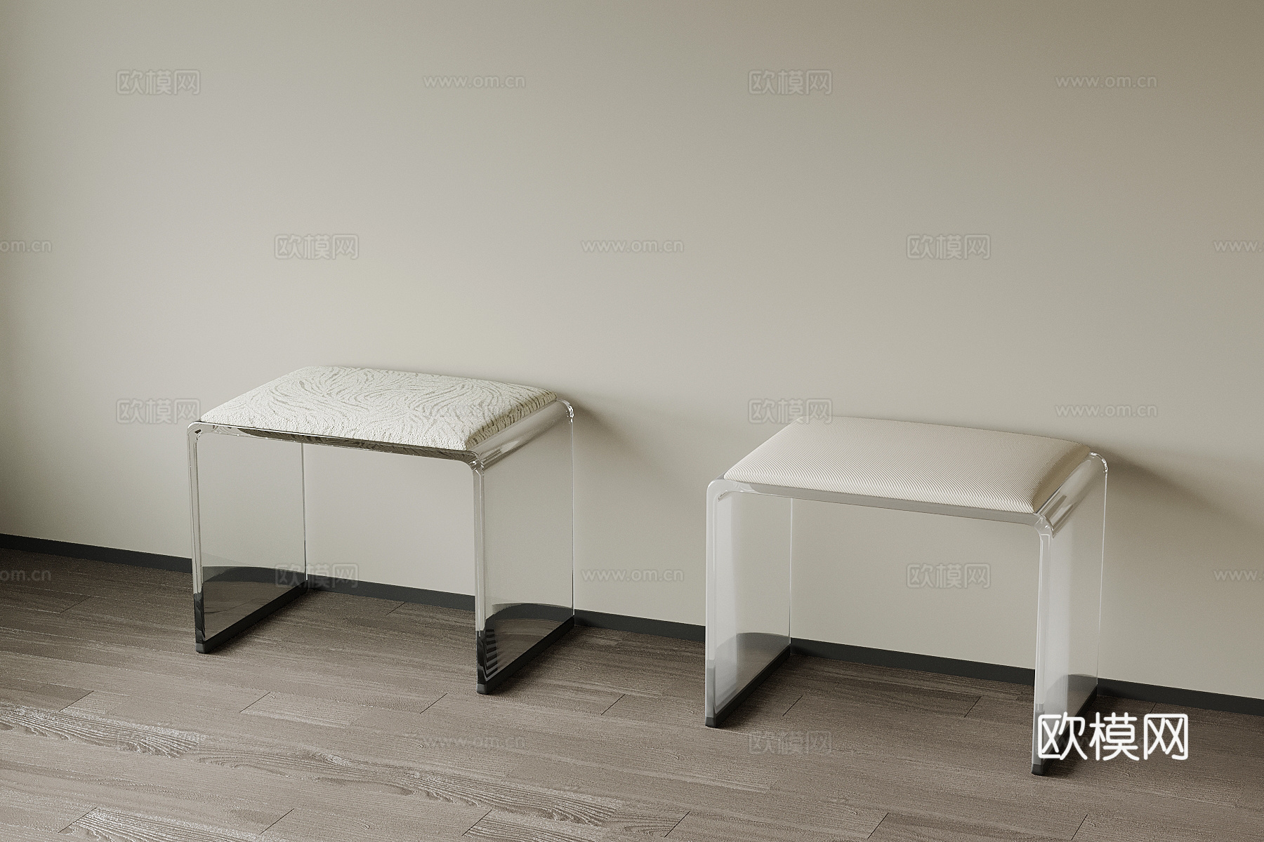 现代沙发凳 换鞋凳 玻璃凳su模型