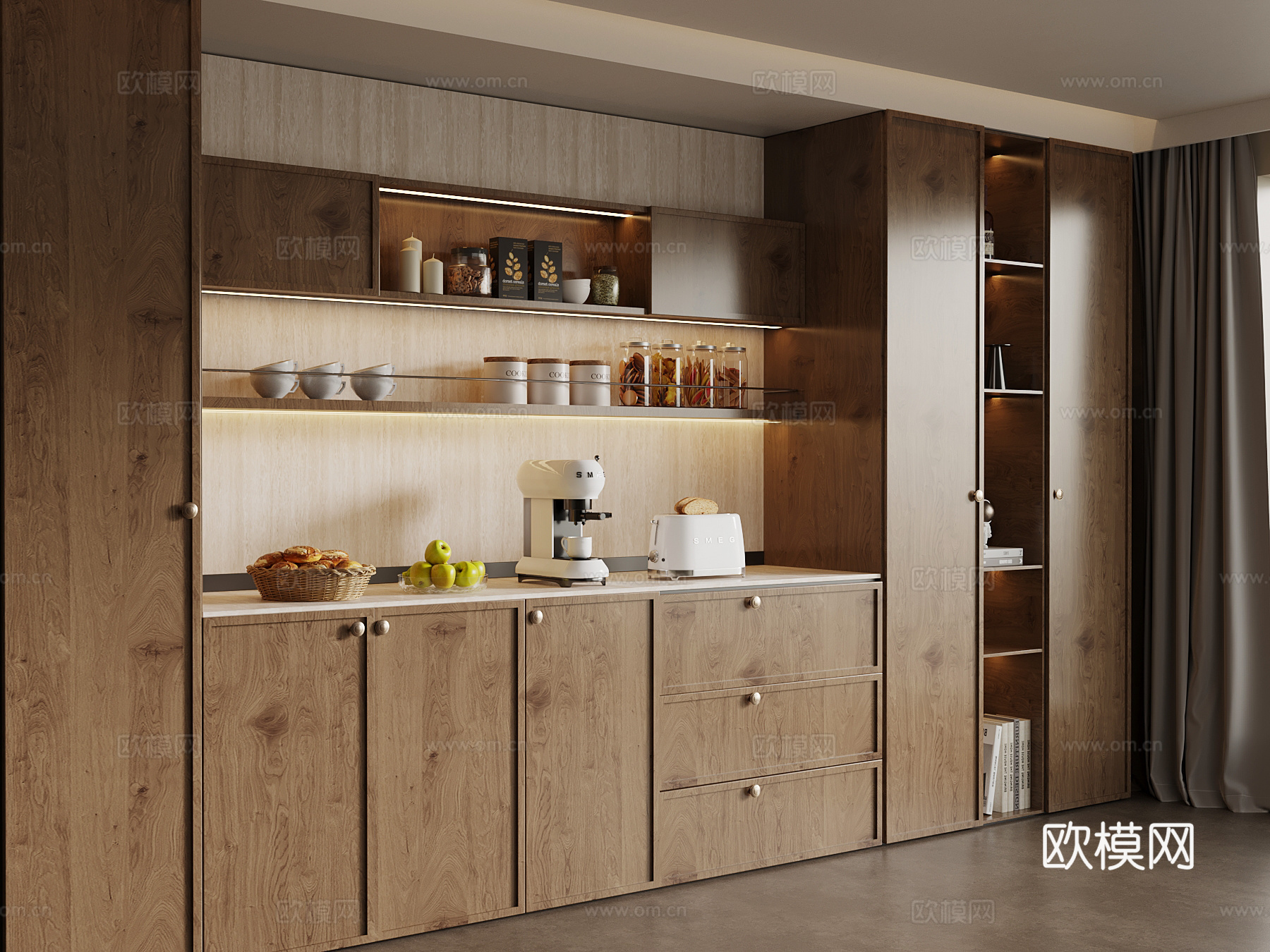 中古风餐边柜 橱柜su模型