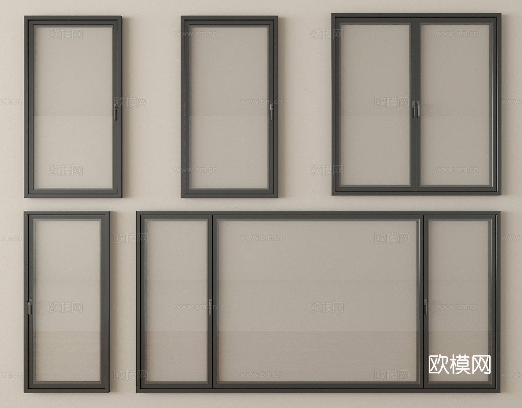 现代窗组合 平开窗 阳台窗 落地窗su模型