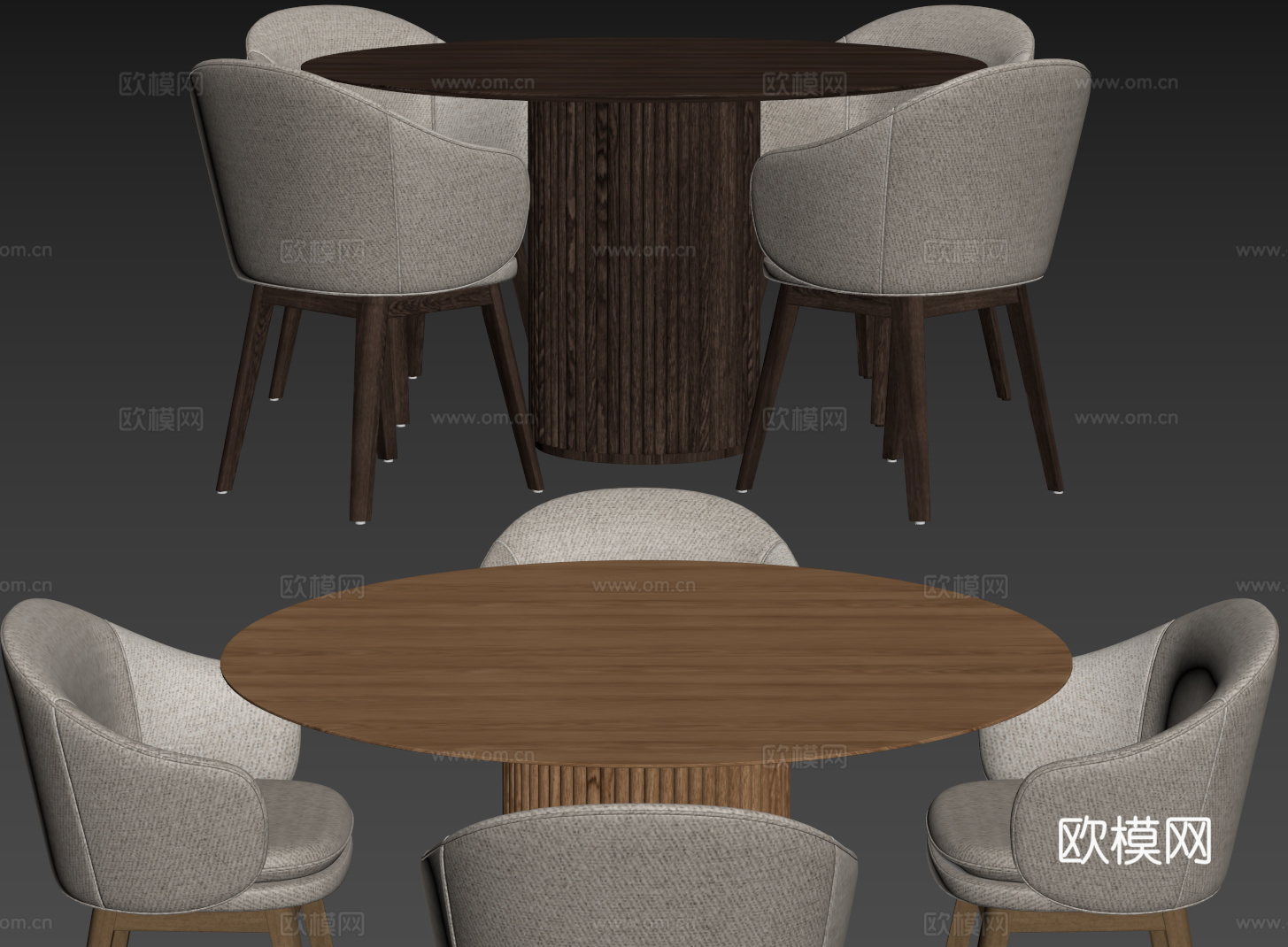 中古桌椅组合 圆形餐桌 洽谈桌椅 圆桌 休闲桌椅su模型