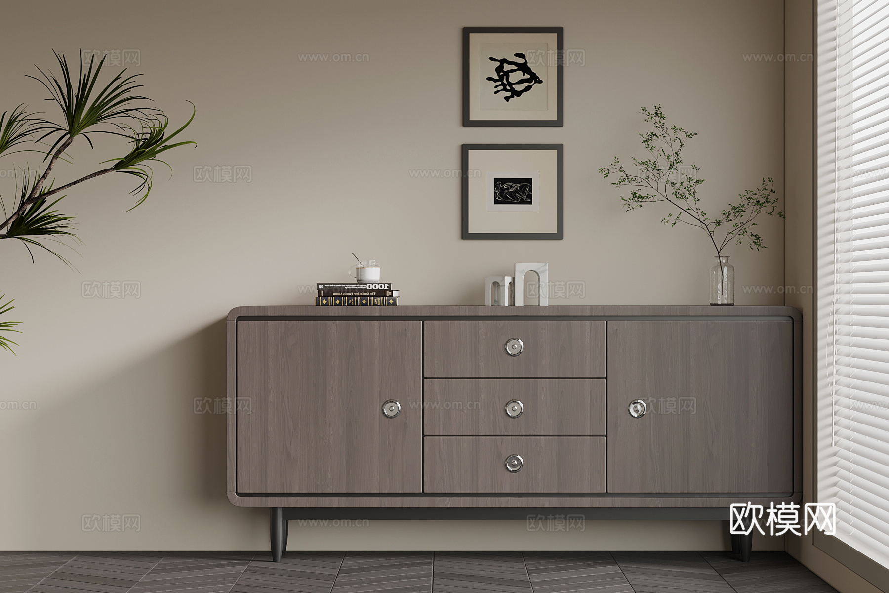 意式玄关柜 边柜 矮柜su模型