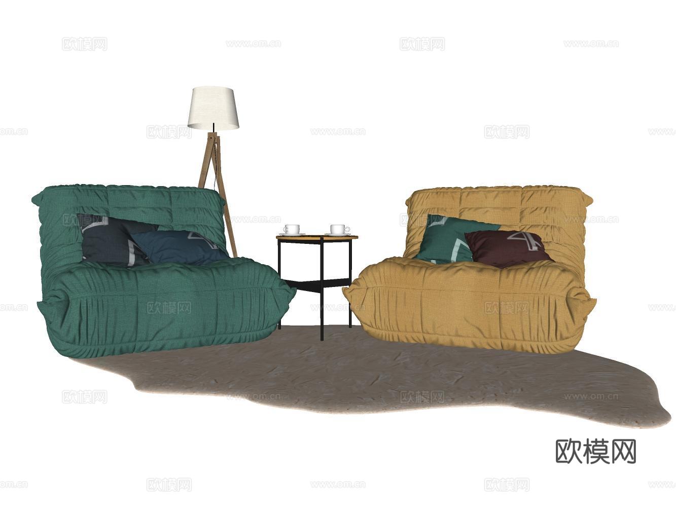 懒人沙发su模型